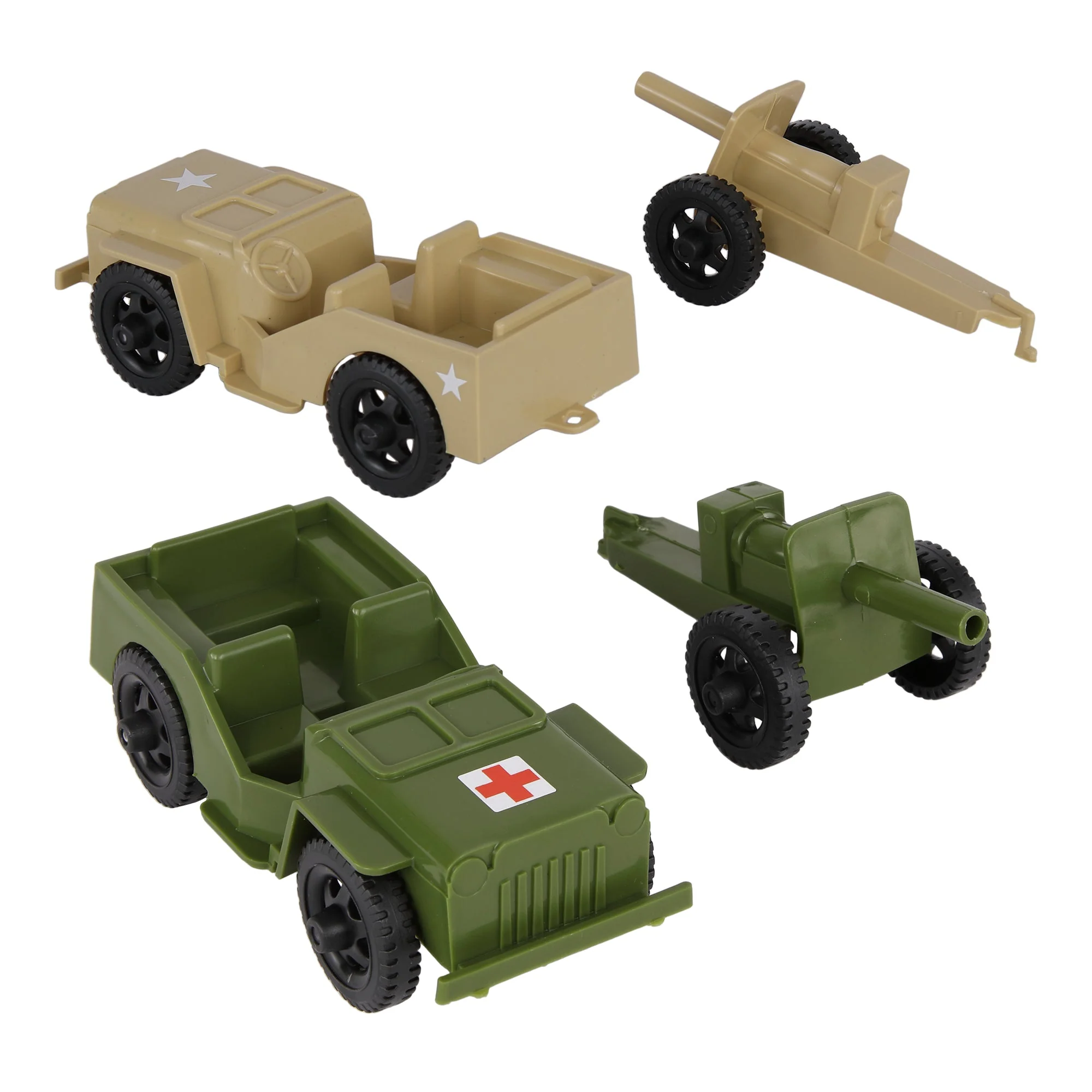 TimMee Combat Patrol Willys & Artillery - Tan & OD Green 4pc Playset USA Made - Image 4