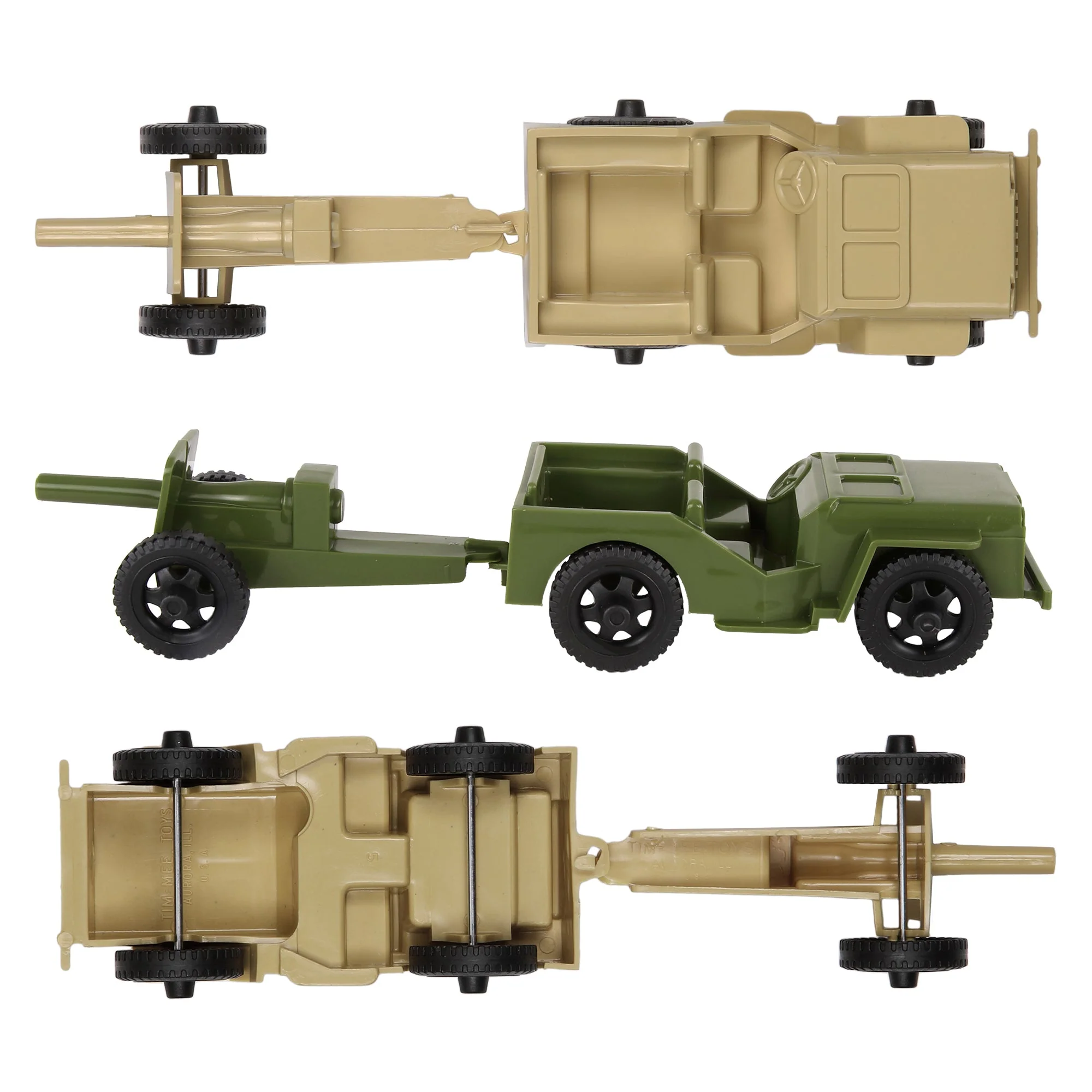 TimMee Combat Patrol Willys & Artillery - Tan & OD Green 4pc Playset USA Made - Image 7