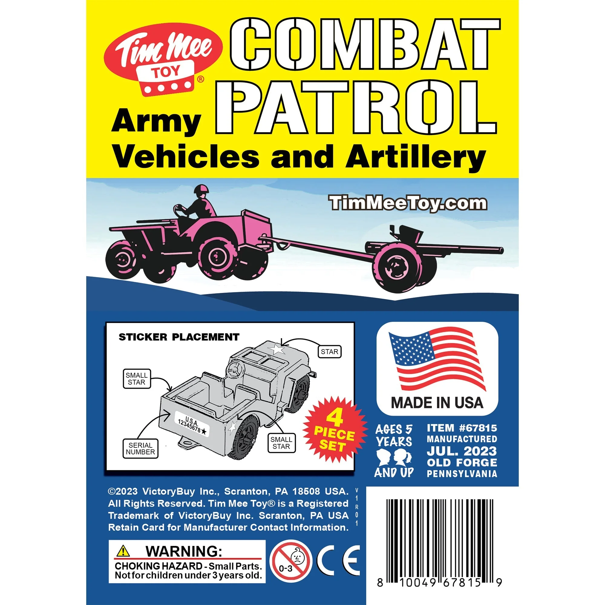 TimMee Combat Patrol Willys & Artillery - Pink 4pc Playset USA Made - Image 6