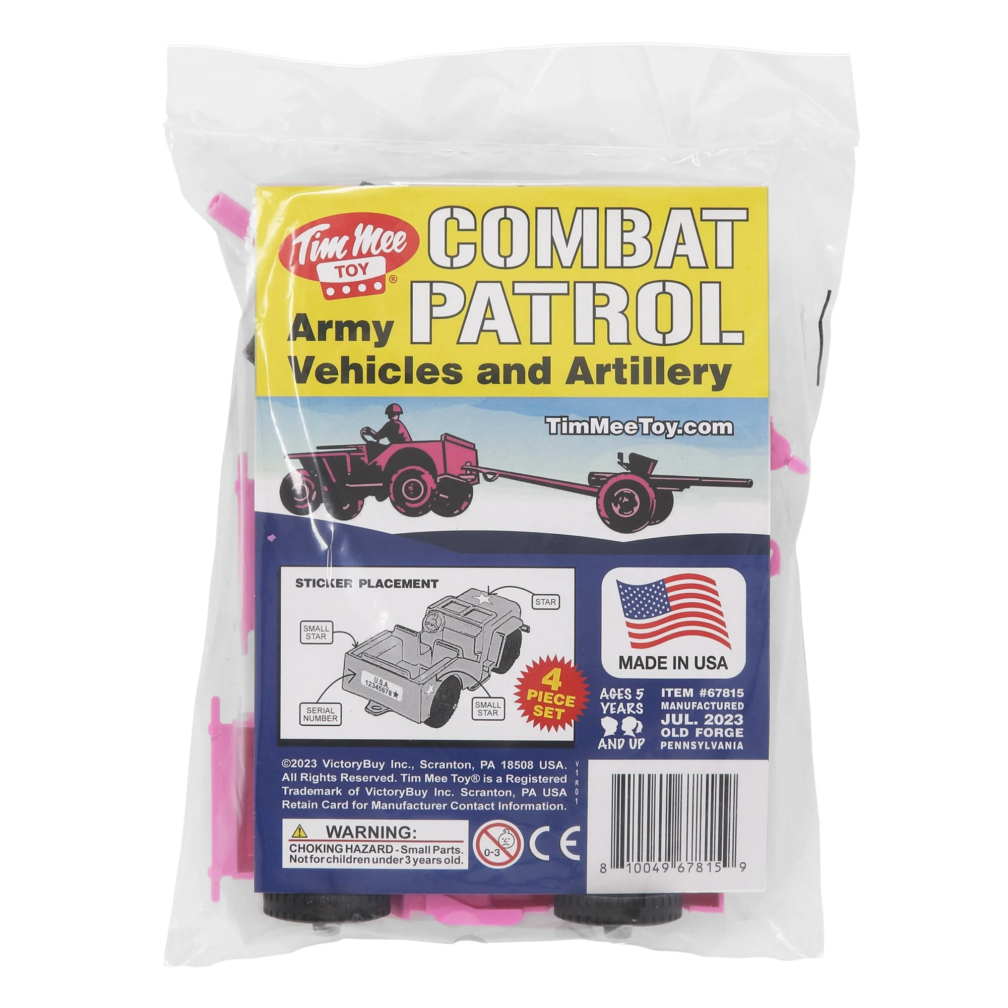 TimMee Combat Patrol Willys & Artillery - Pink 4pc Playset USA Made - Image 8