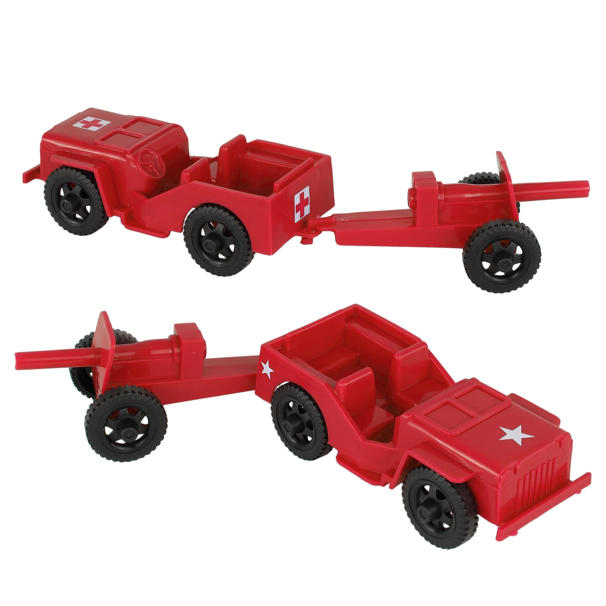 TimMee Combat Patrol Willys & Artillery - Red 4pc Playset USA Made - Image 3