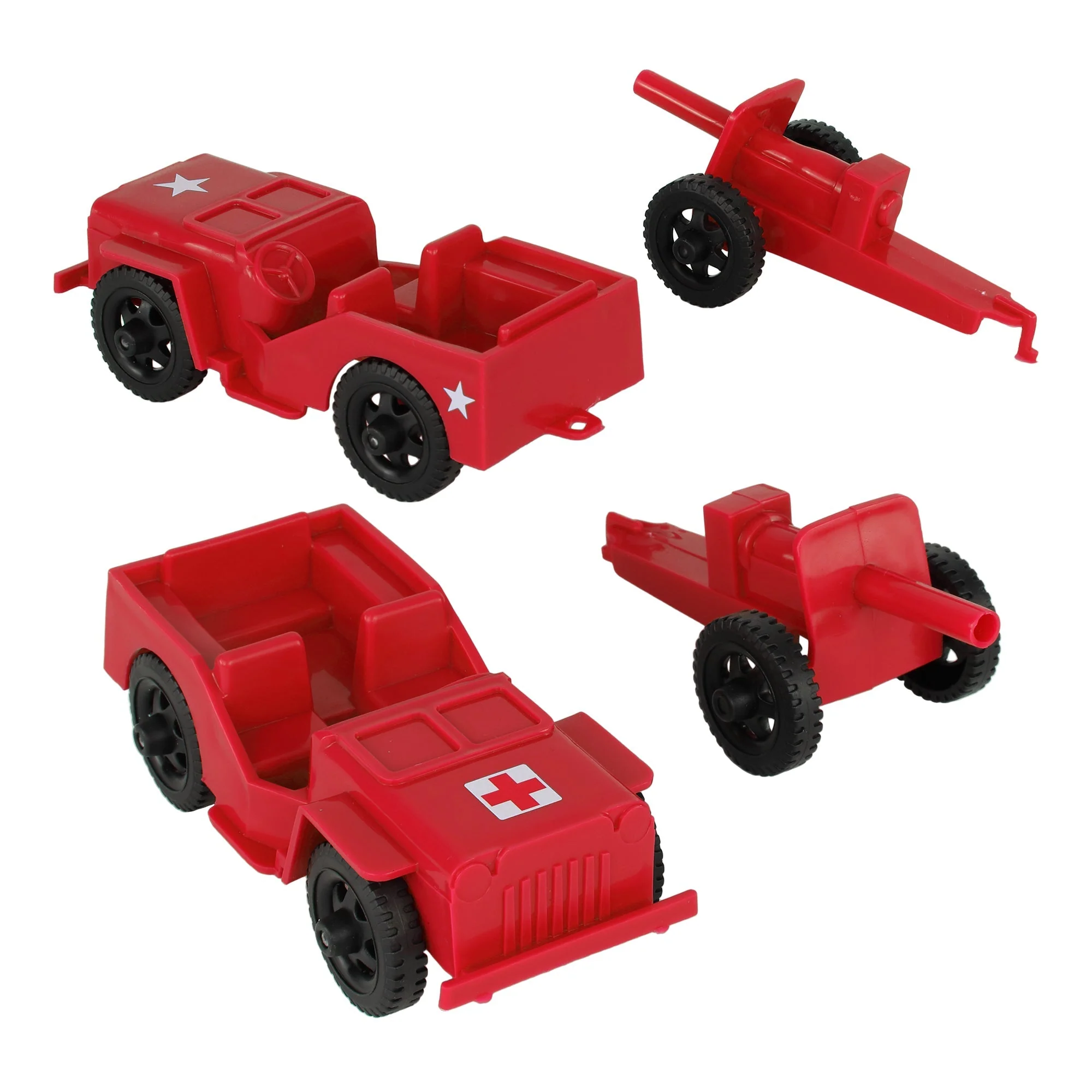 TimMee Combat Patrol Willys & Artillery - Red 4pc Playset USA Made - Image 5