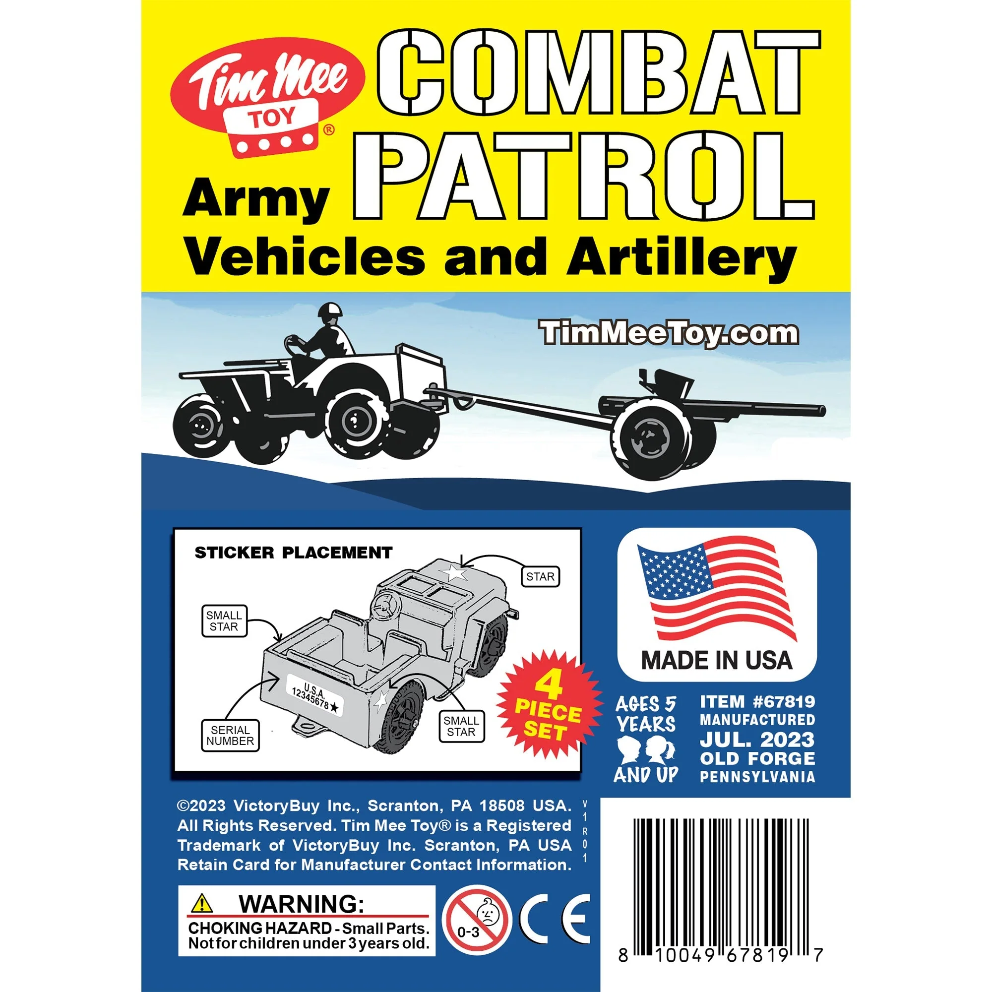 TimMee Combat Patrol Willys & Artillery - White 4pc Playset USA Made - Image 8