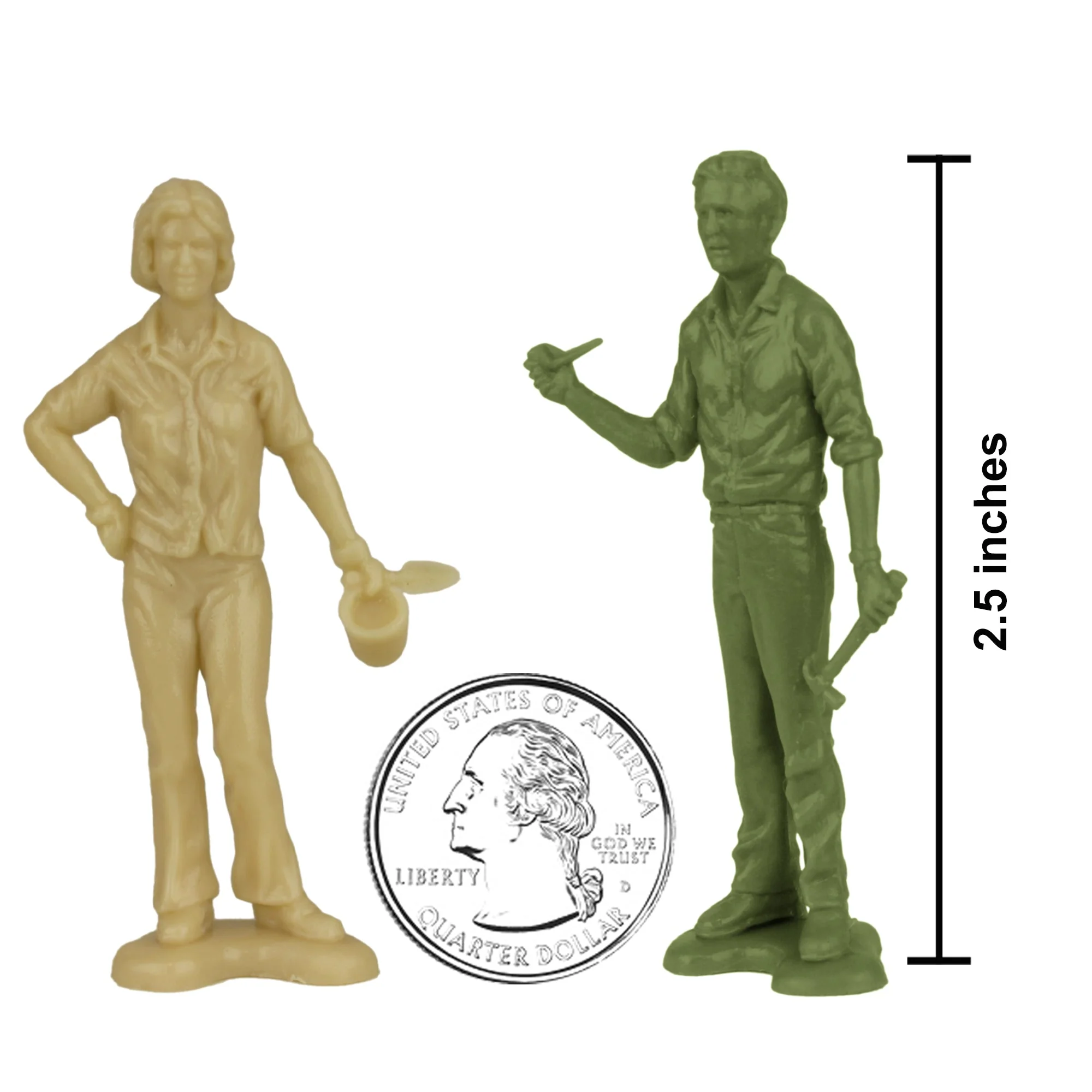 Tim Mee PEOPLE Play Figures - OD Green, Tan & Gray 18pc Playset - Made in USA - Image 2