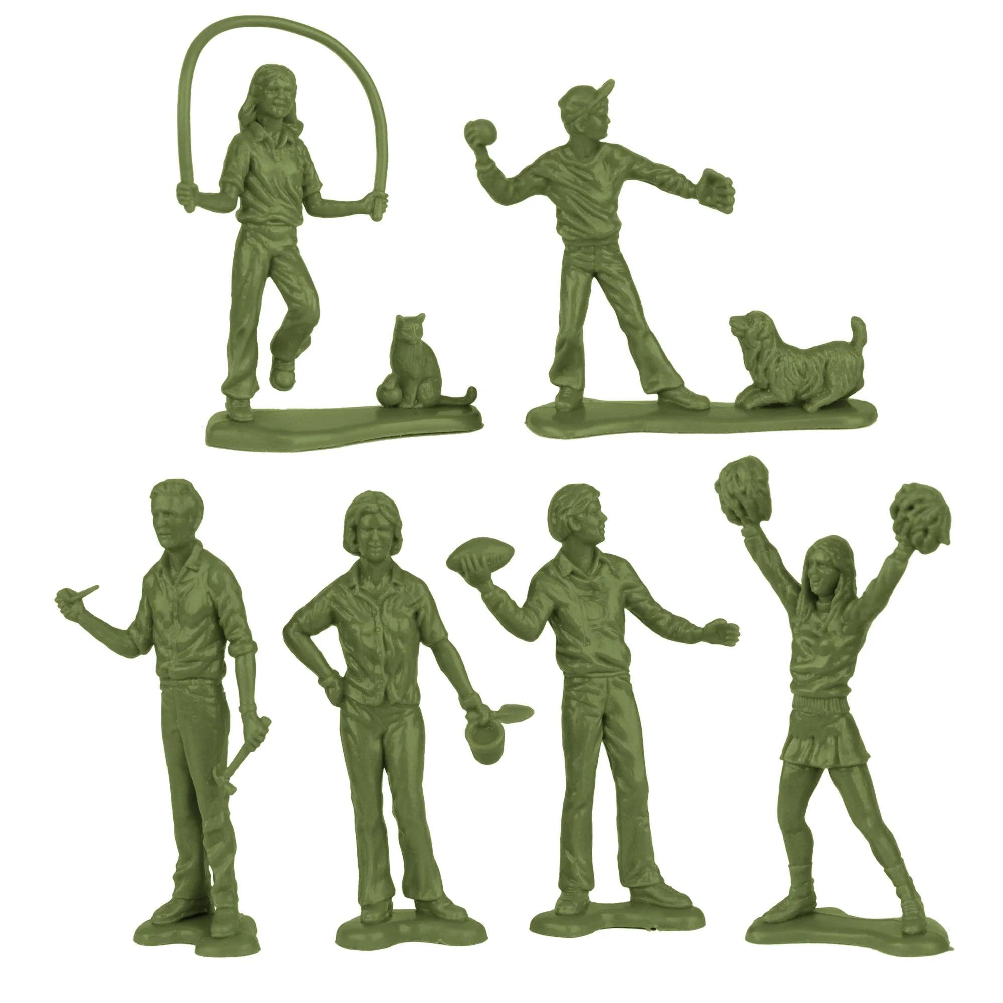 Tim Mee PEOPLE Play Figures - OD Green, Tan & Gray 18pc Playset - Made in USA - Image 3