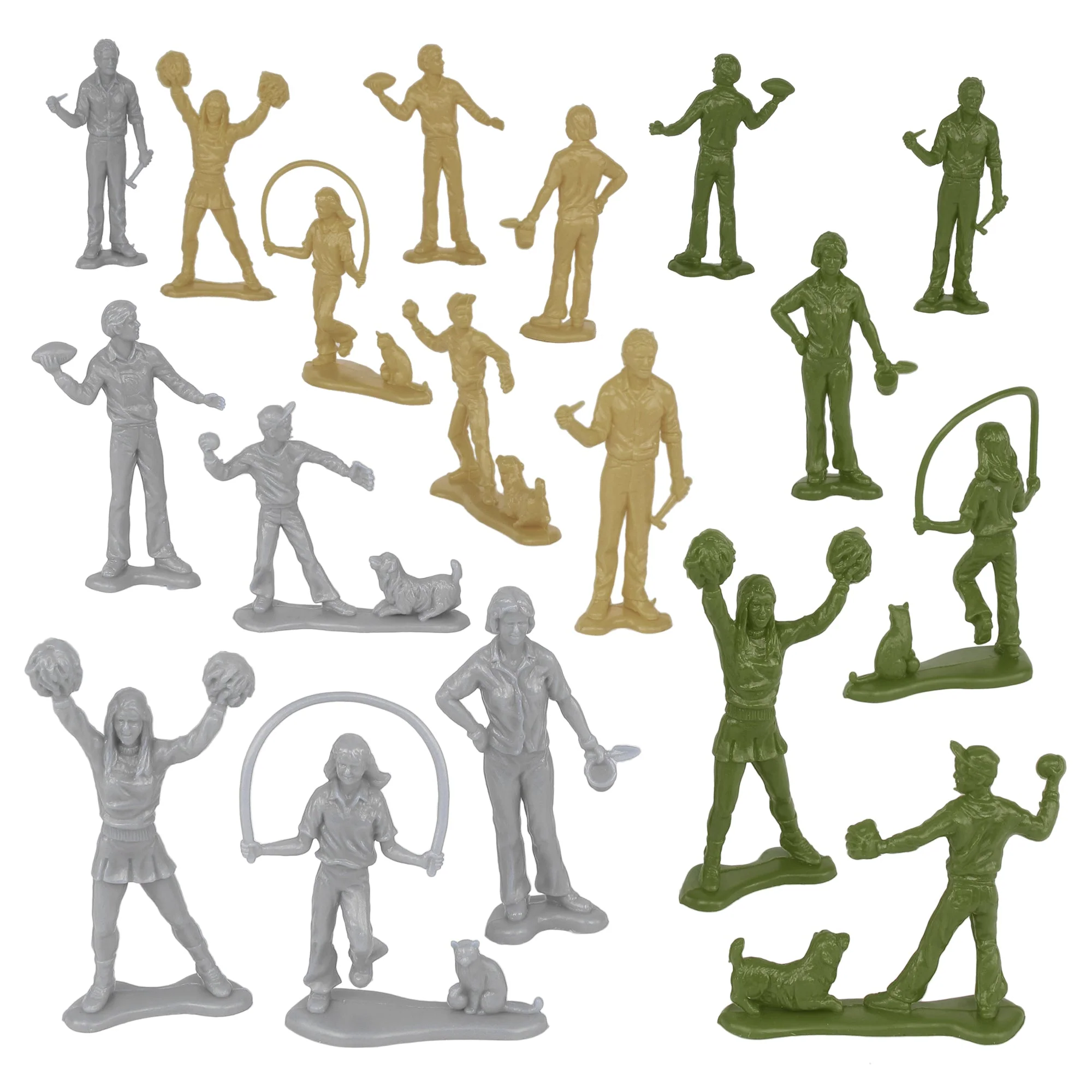 Tim Mee PEOPLE Play Figures - OD Green, Tan & Gray 18pc Playset - Made in USA - Image 6