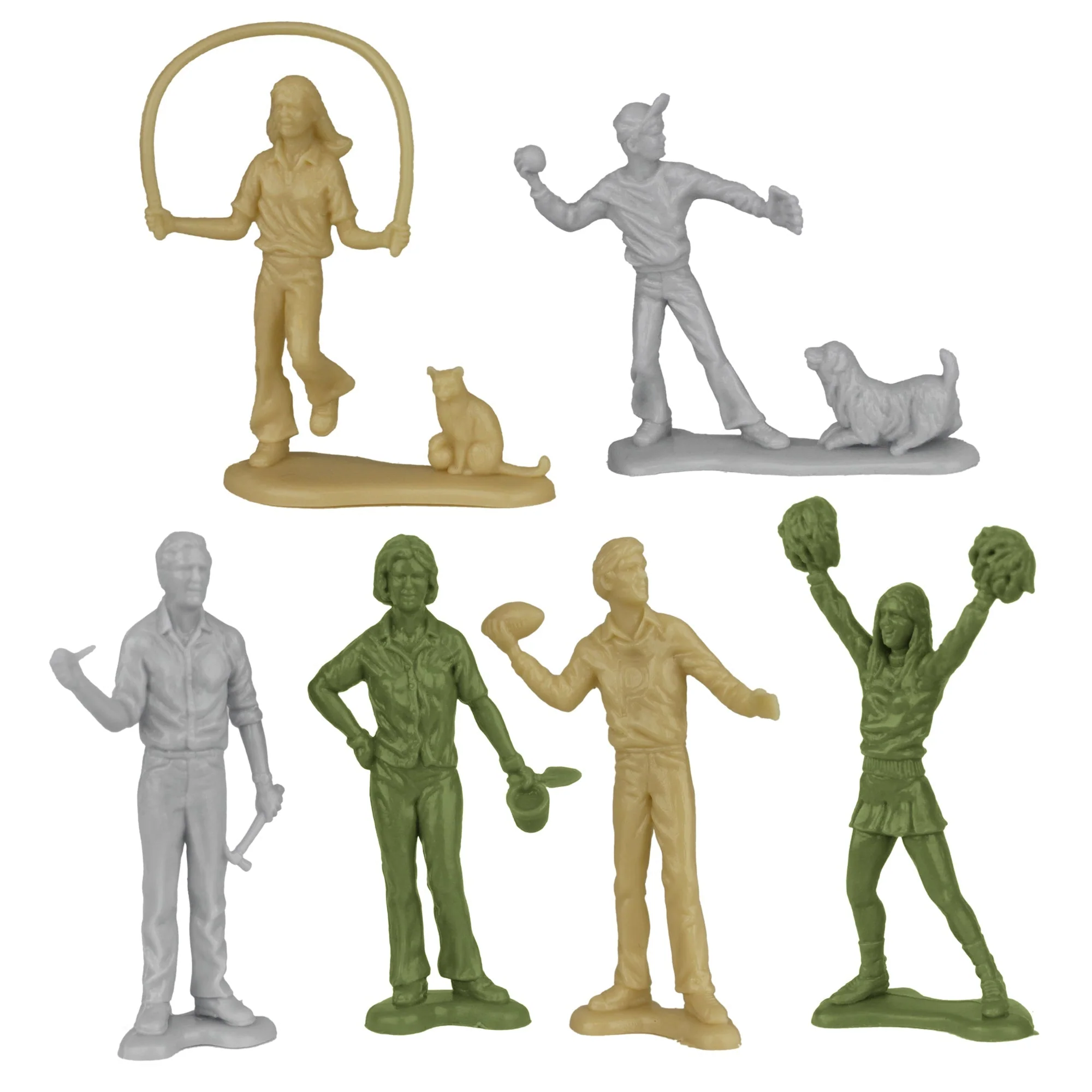 Tim Mee PEOPLE Play Figures - OD Green, Tan & Gray 18pc Playset - Made in USA - Image 9