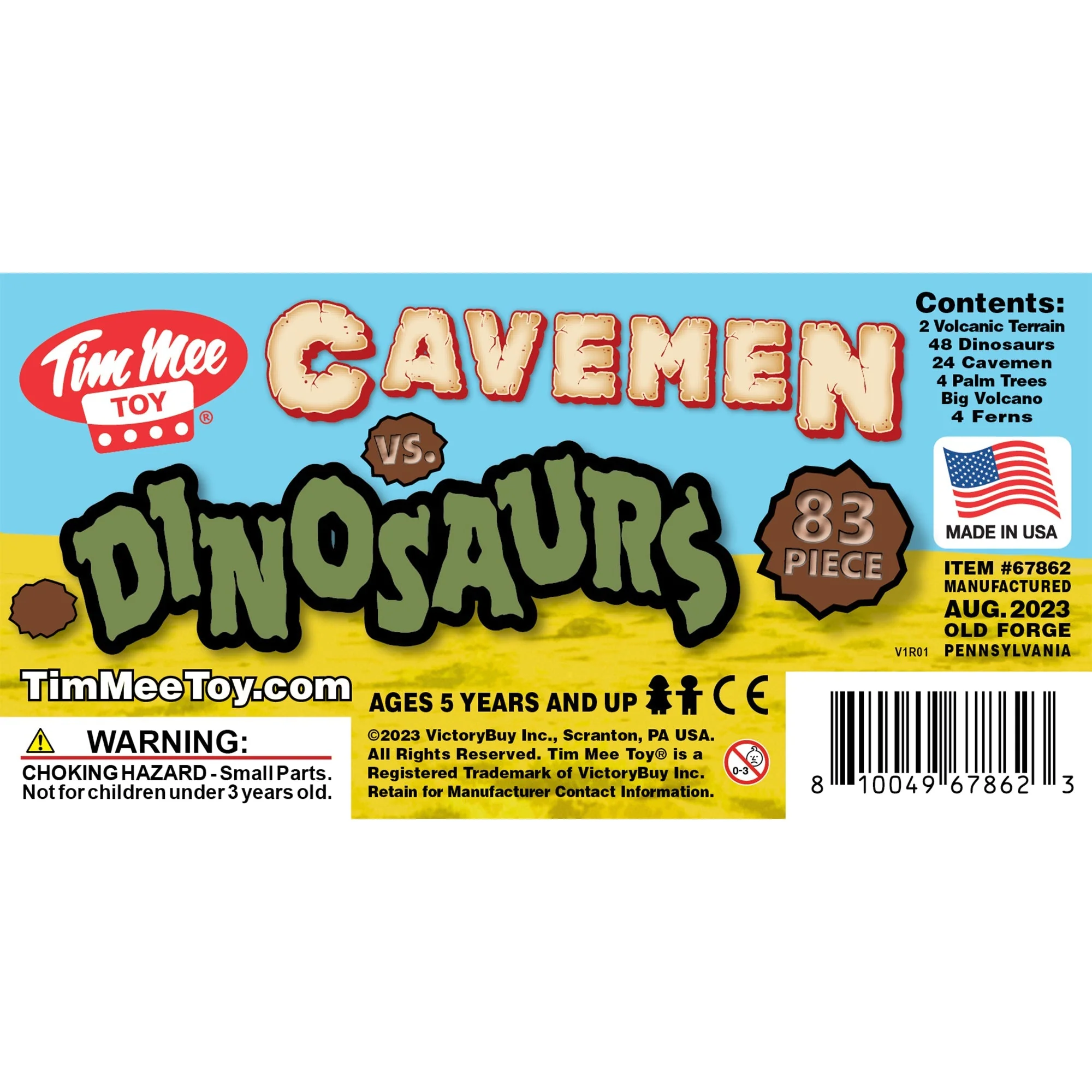 TimMee Bucket of Prehistoric Dinosaur & Caveman - 83pc Plastic Figures & Terrain - Image 10