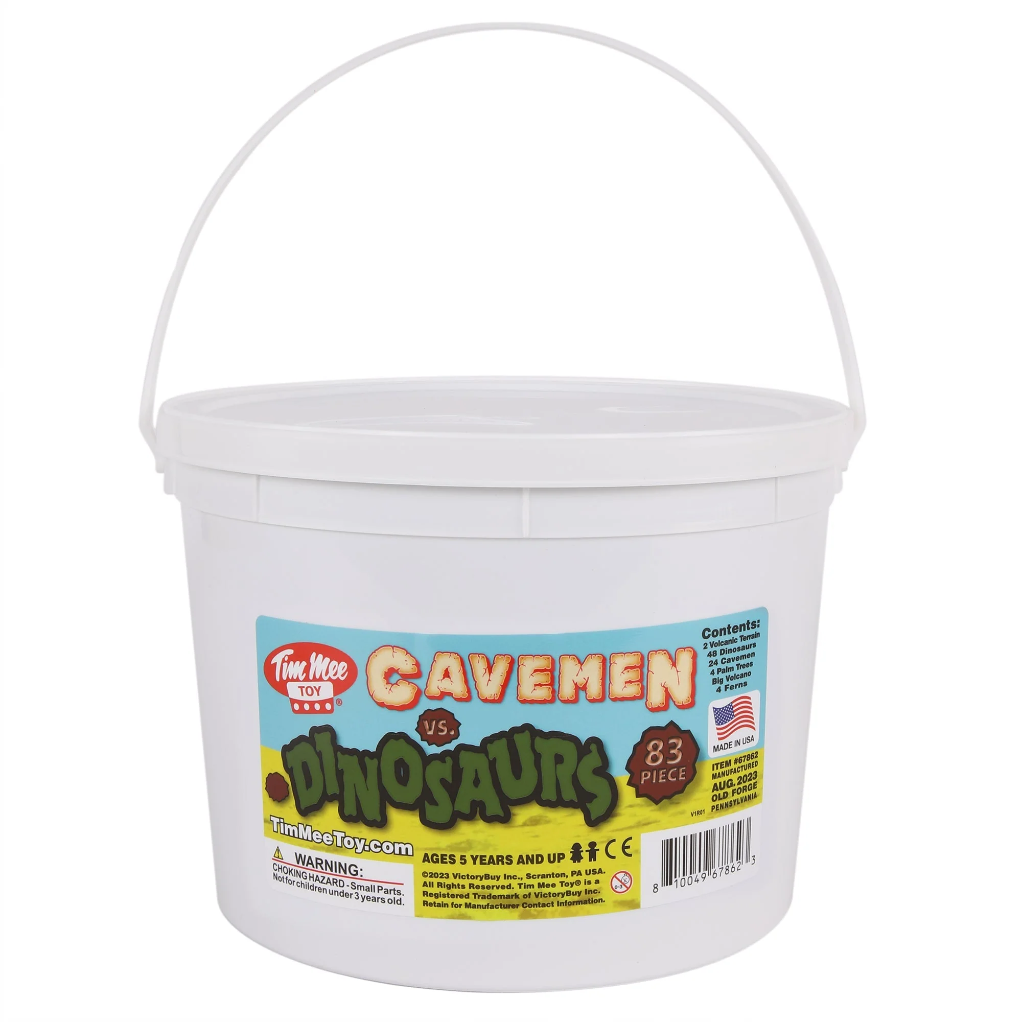 TimMee Bucket of Prehistoric Dinosaur & Caveman - 83pc Plastic Figures & Terrain - Image 9