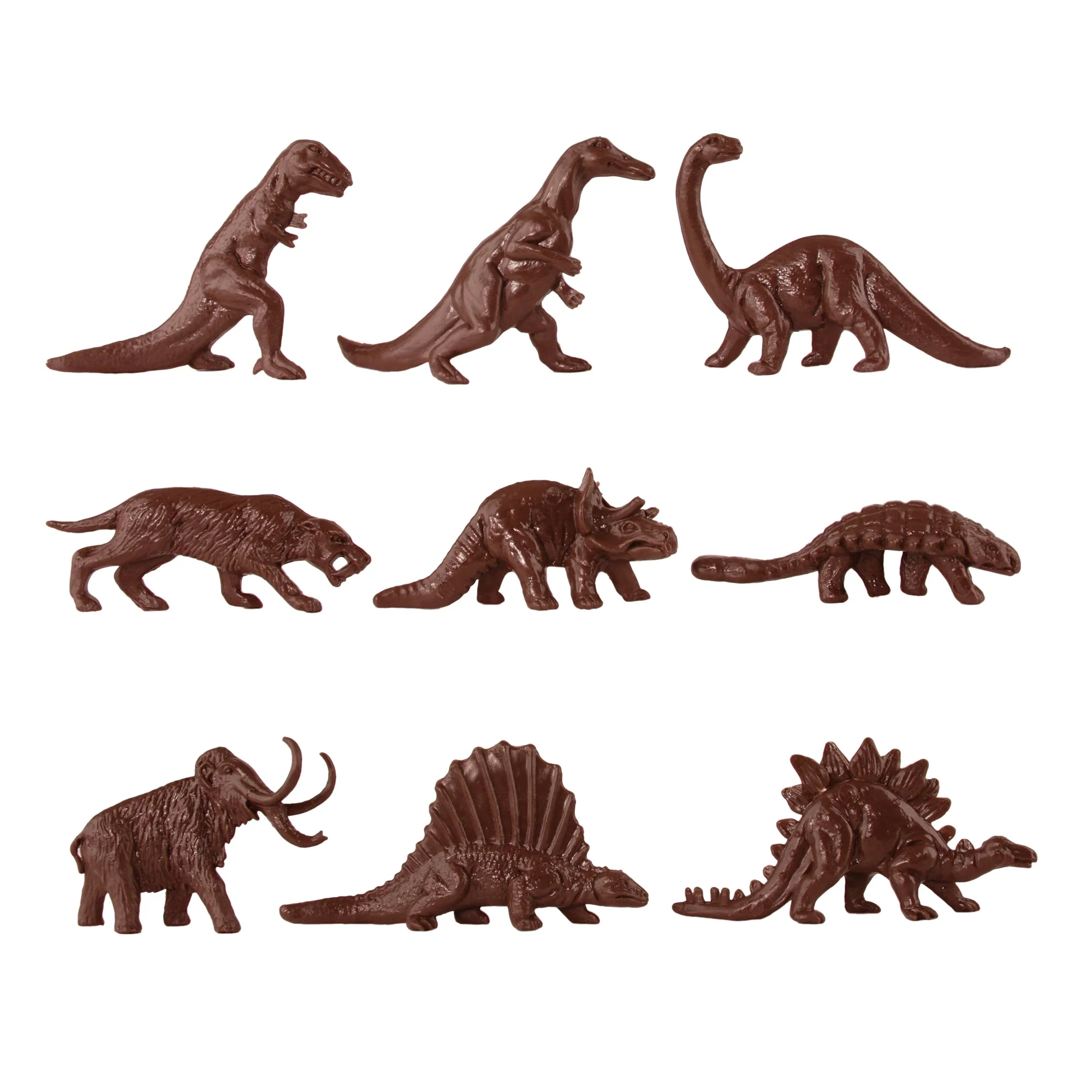TimMee Prehistoric Plastic Dinosaur & Caveman Figures - Tan, Rust, OD Green 73pc - Image 3