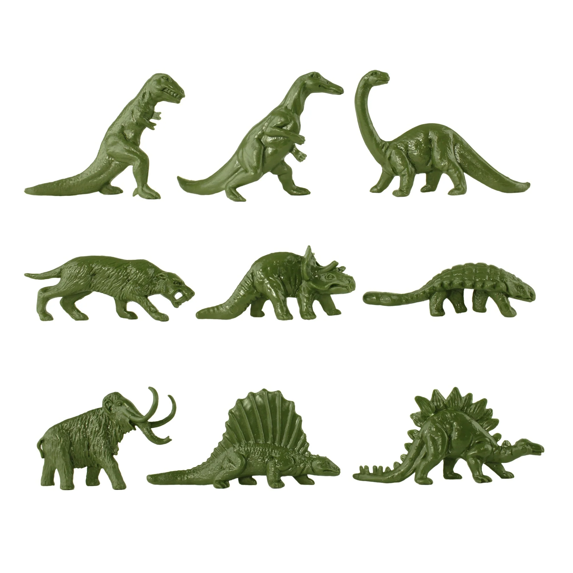TimMee Prehistoric Plastic Dinosaur & Caveman Figures - Tan, Rust, OD Green 73pc - Image 4