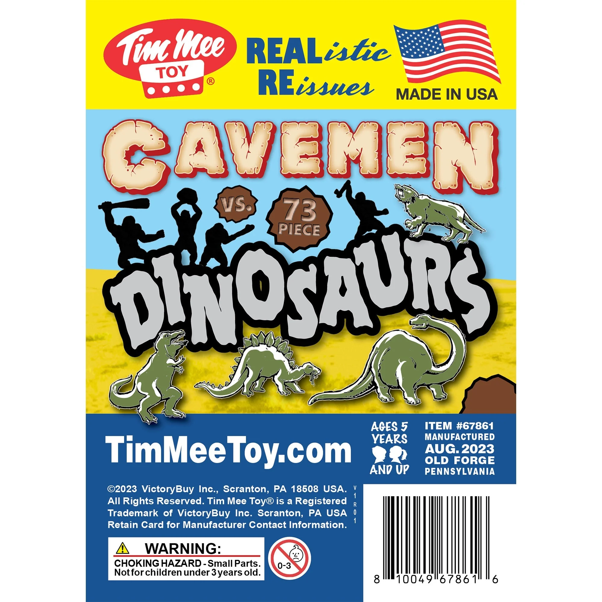 TimMee Prehistoric Plastic Dinosaur & Caveman Figures - Tan, Rust, OD Green 73pc - Image 7