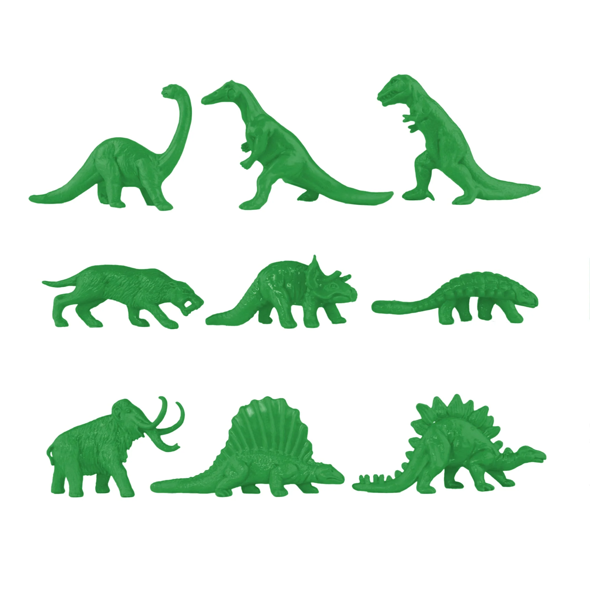 TimMee Prehistoric Plastic Dinosaur & Caveman Figures - Red, Green & Yellow 73pc - Image 4