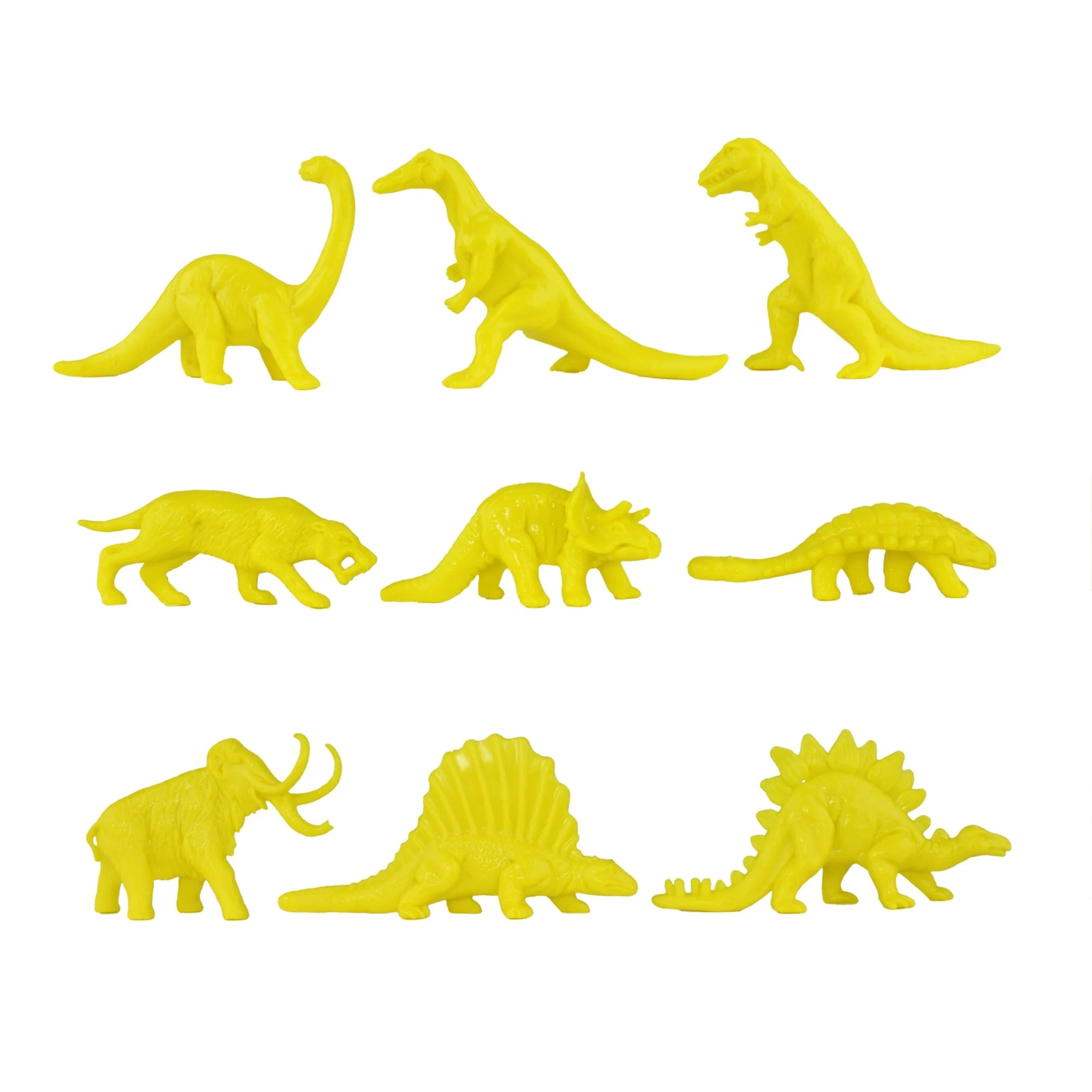 TimMee Prehistoric Plastic Dinosaur & Caveman Figures - Red, Green & Yellow 73pc - Image 5