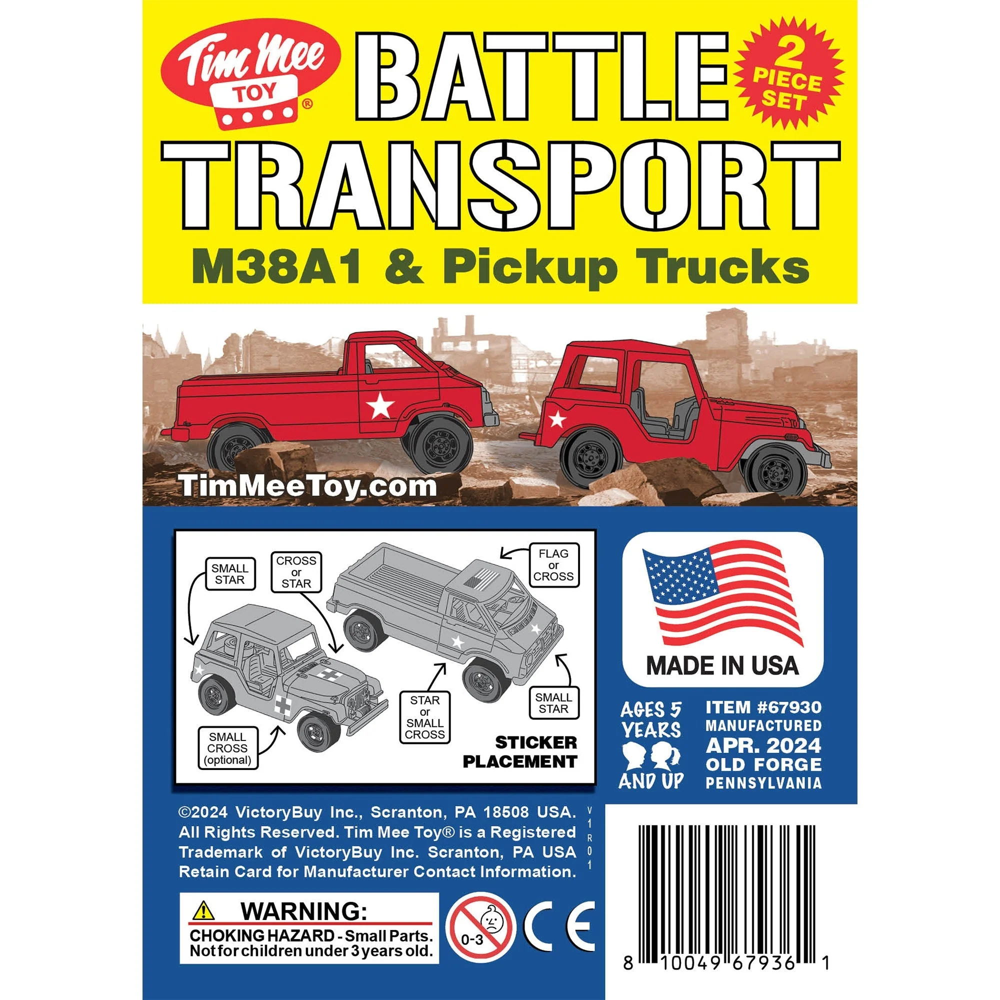 TimMee Battle Transport Willys M38A1 & Pickup Truck - Red 2pc Playset USA Made - Image 10