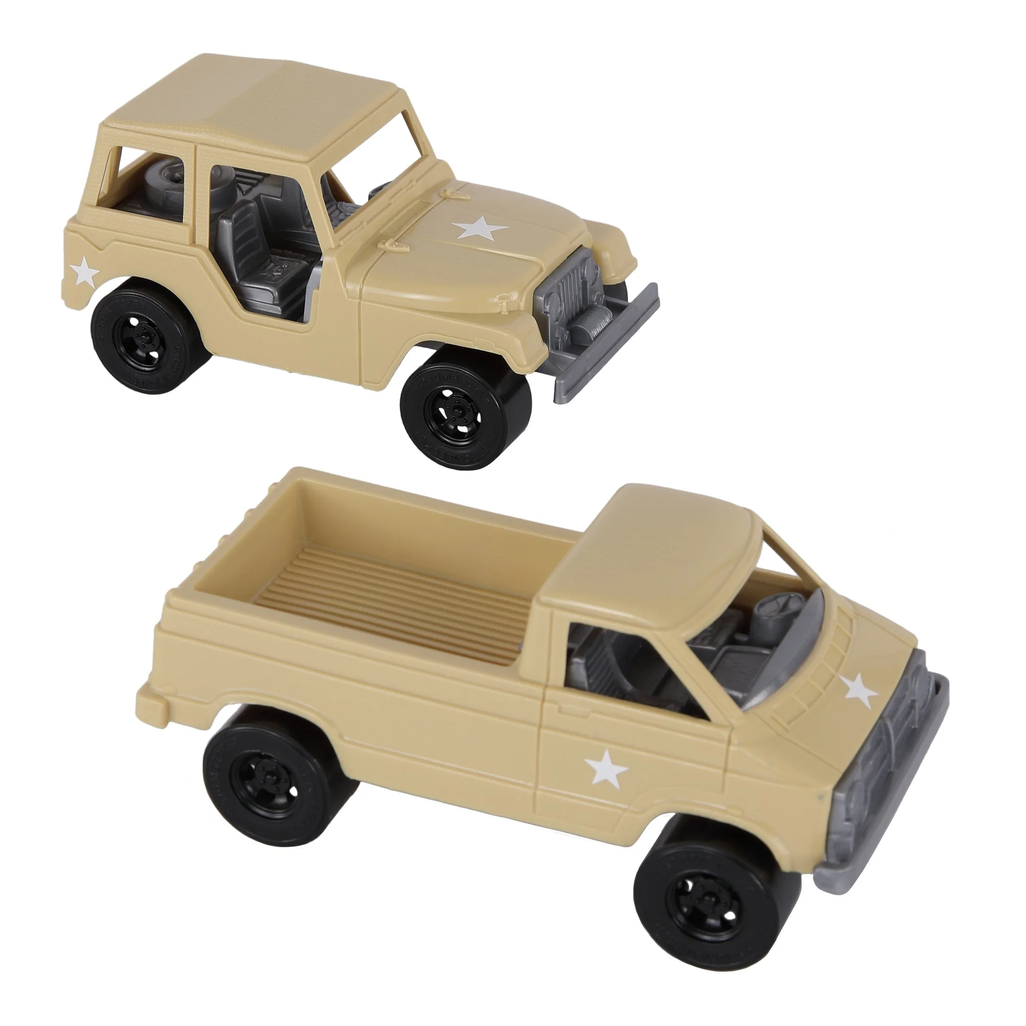 TimMee Battle Transport Willys M38A1 & Pickup Truck - Tan 2pc Playset USA Made