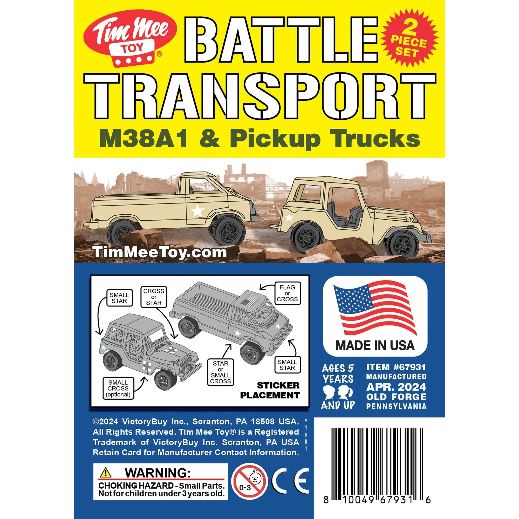 TimMee Battle Transport Willys M38A1 & Pickup Truck - Tan 2pc Playset USA Made - Image 10