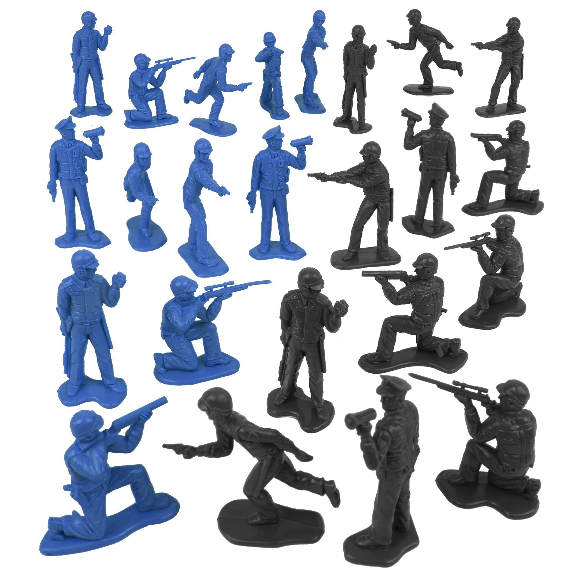 Tim Mee Toy SWAT Plastic Army Men - 24 Black and Blue Police Figures US Made - Image 5