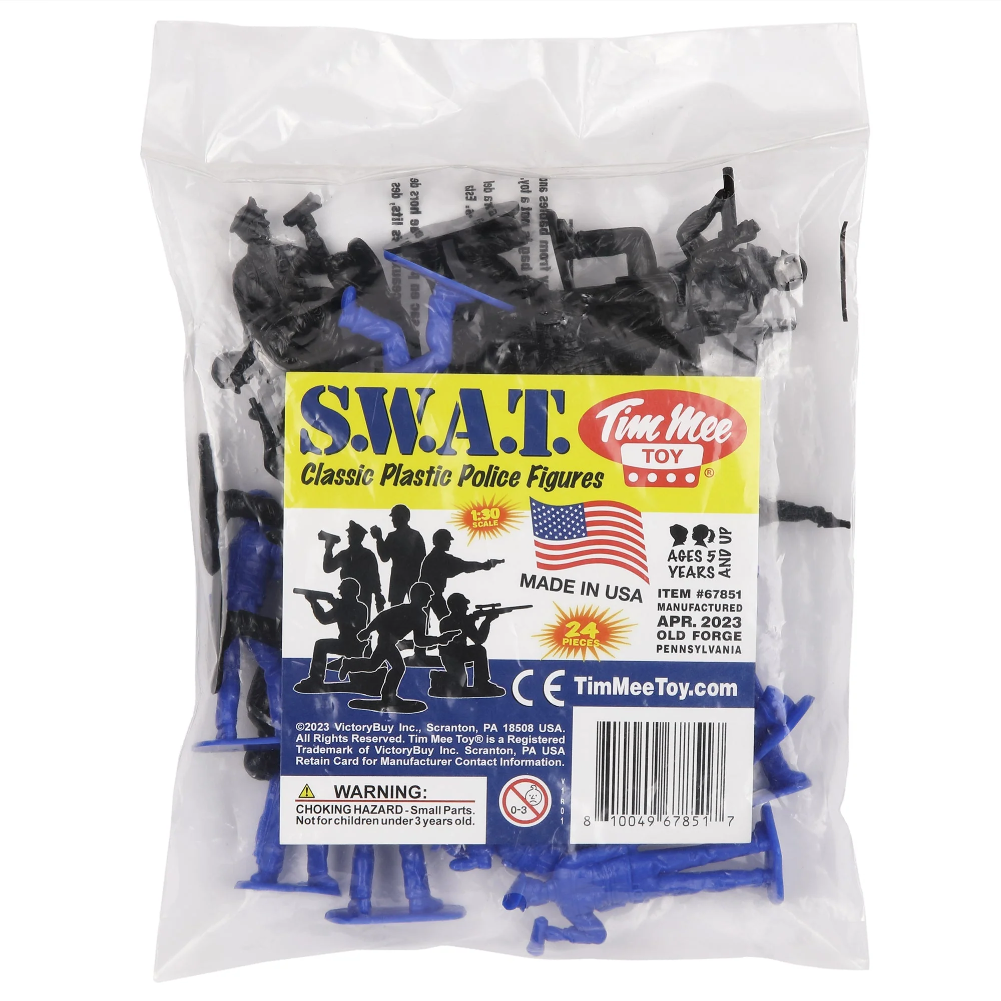 Tim Mee Toy SWAT Plastic Army Men - 24 Black and Blue Police Figures US Made - Image 8