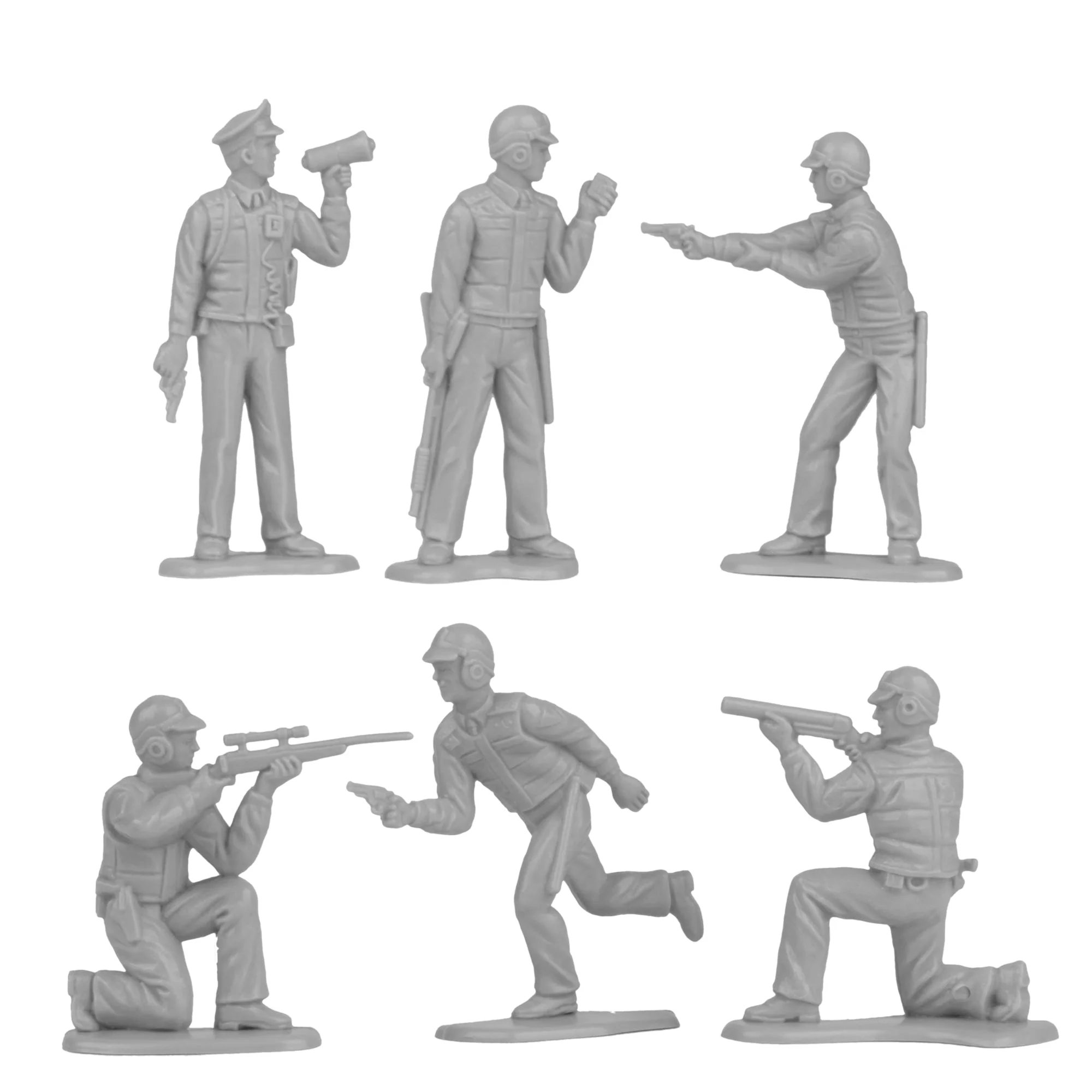 Tim Mee Toy SWAT Plastic Army Men - 24 Gray and Red Police Figures US Made - Image 3