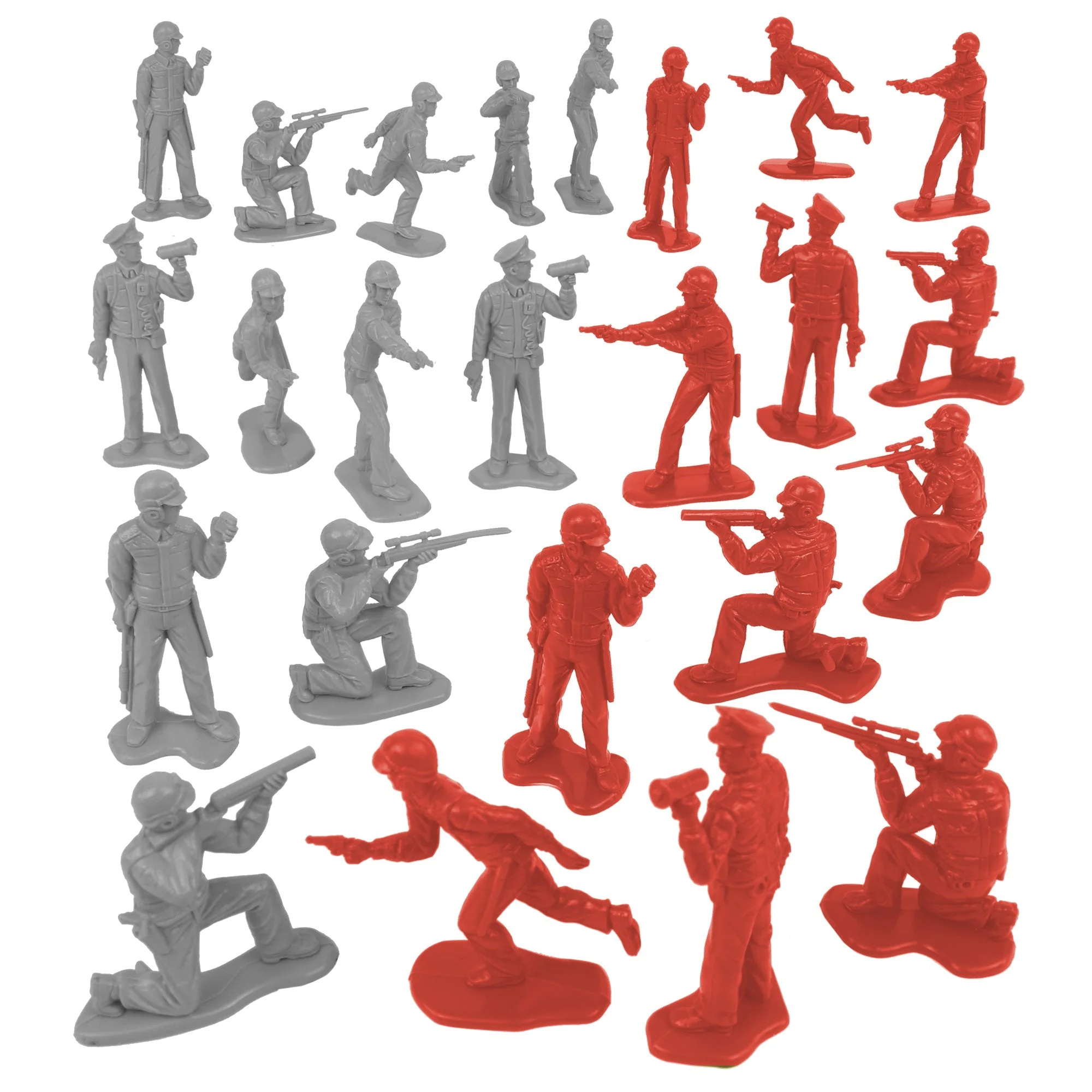 Tim Mee Toy SWAT Plastic Army Men - 24 Gray and Red Police Figures US Made - Image 5