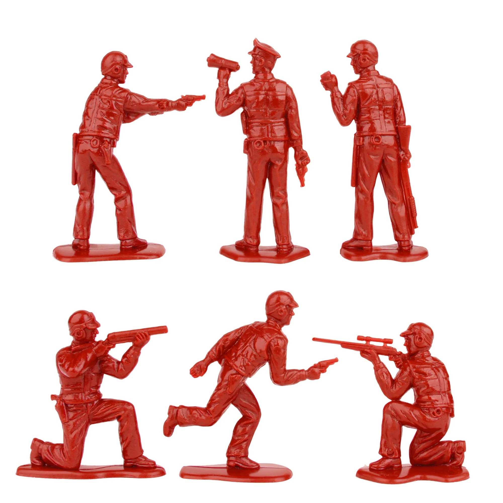 Tim Mee Toy SWAT Plastic Army Men - 24 Gray and Red Police Figures US Made - Image 7