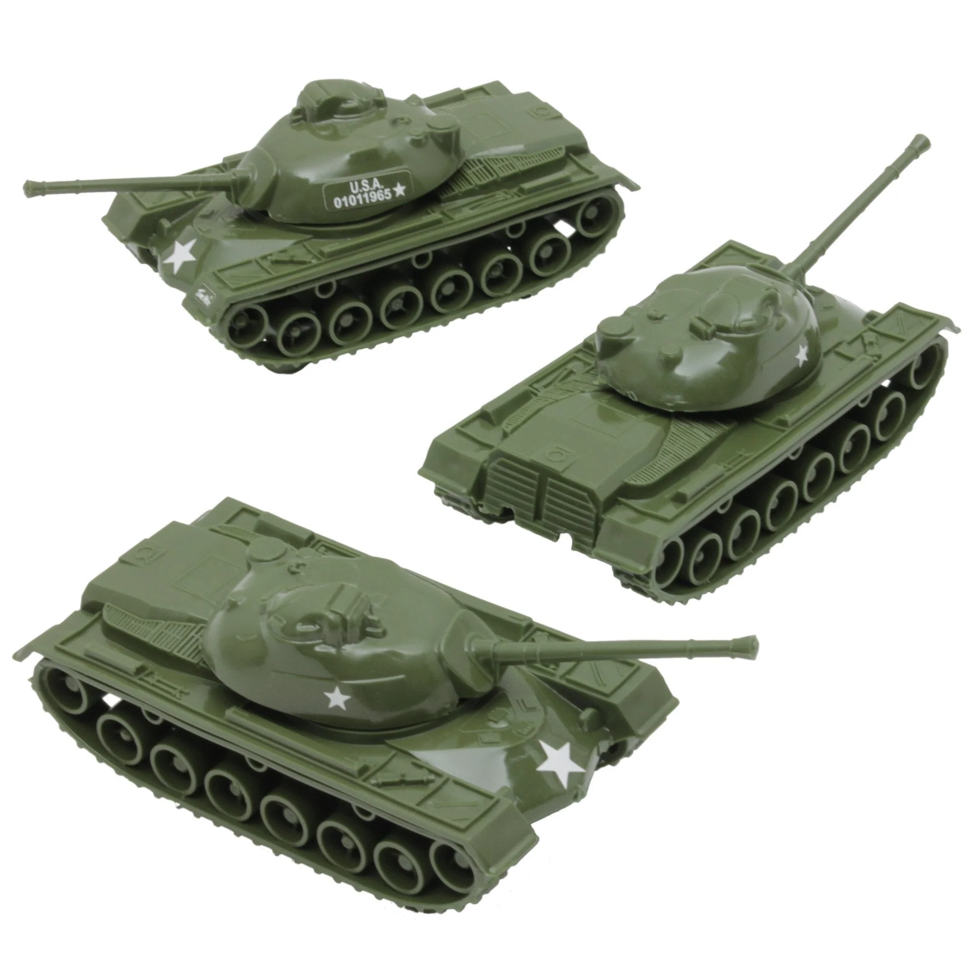 TimMee Toy Tanks for Plastic Army Men- Olive Green WW2 3pc - Made in USA