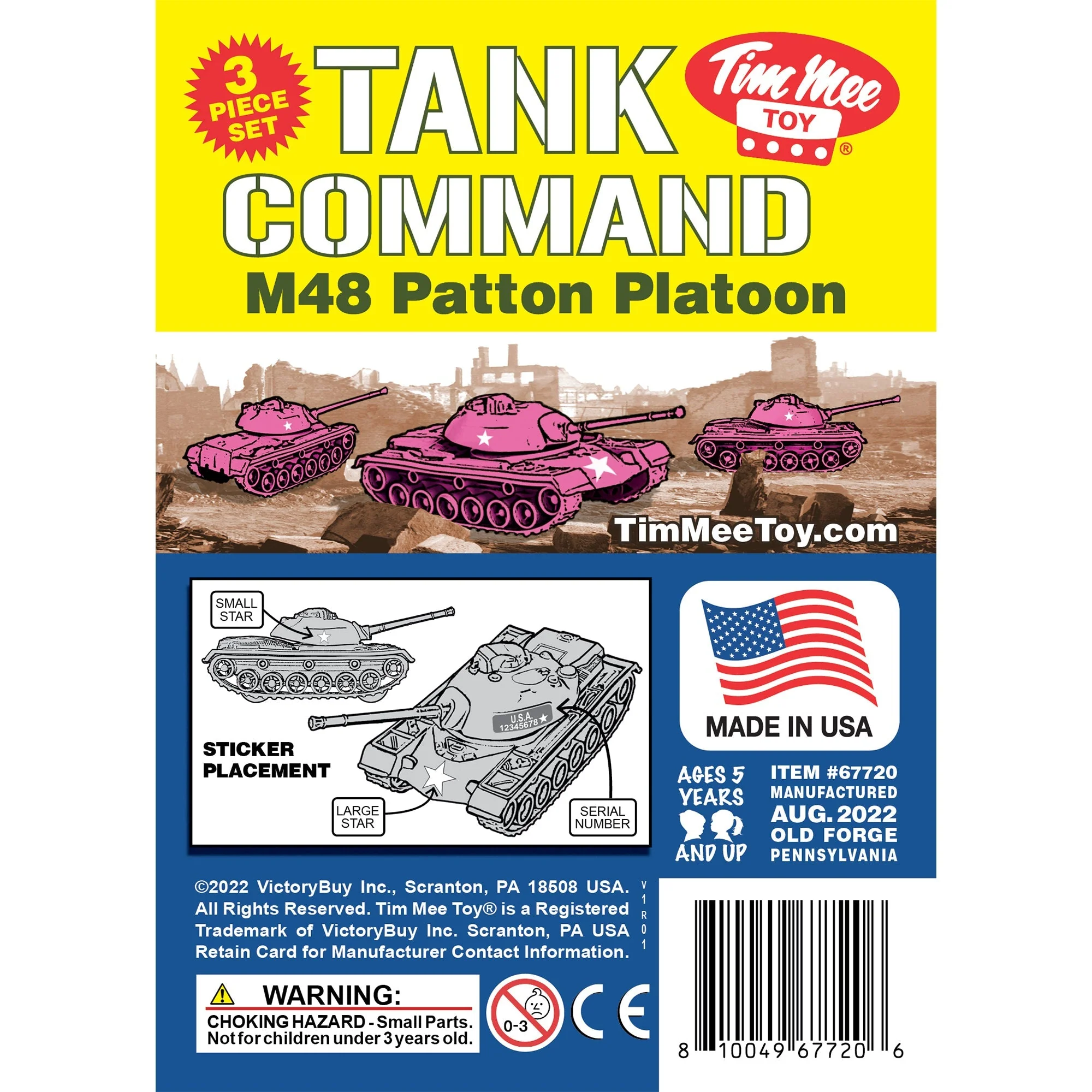 TimMee Toy Tanks for Plastic Army Men - Pink WW2 3pc - Made in USA - Image 6
