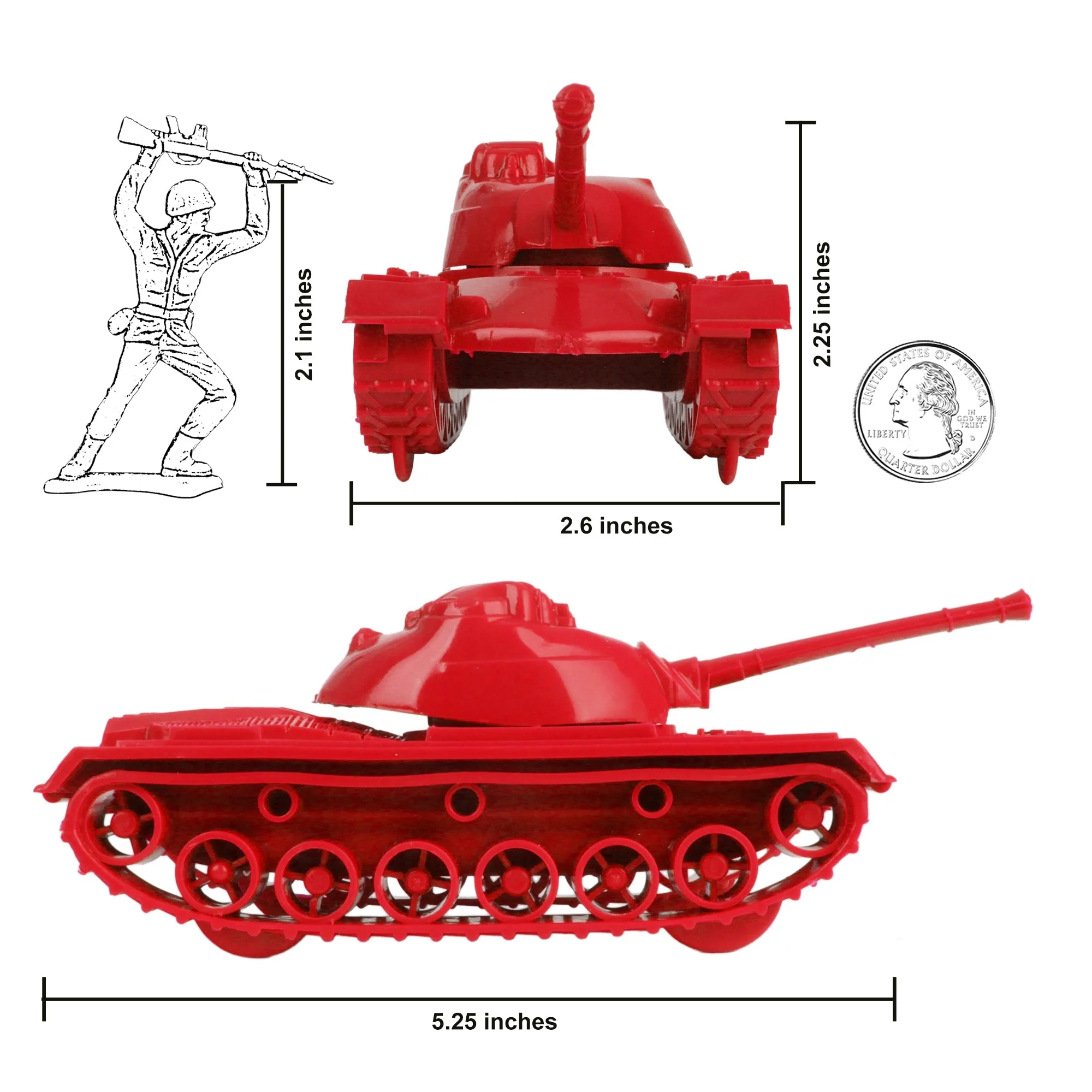TimMee Toy Tanks for Plastic Army Men - Red WW2 3pc - Made in USA - Image 2