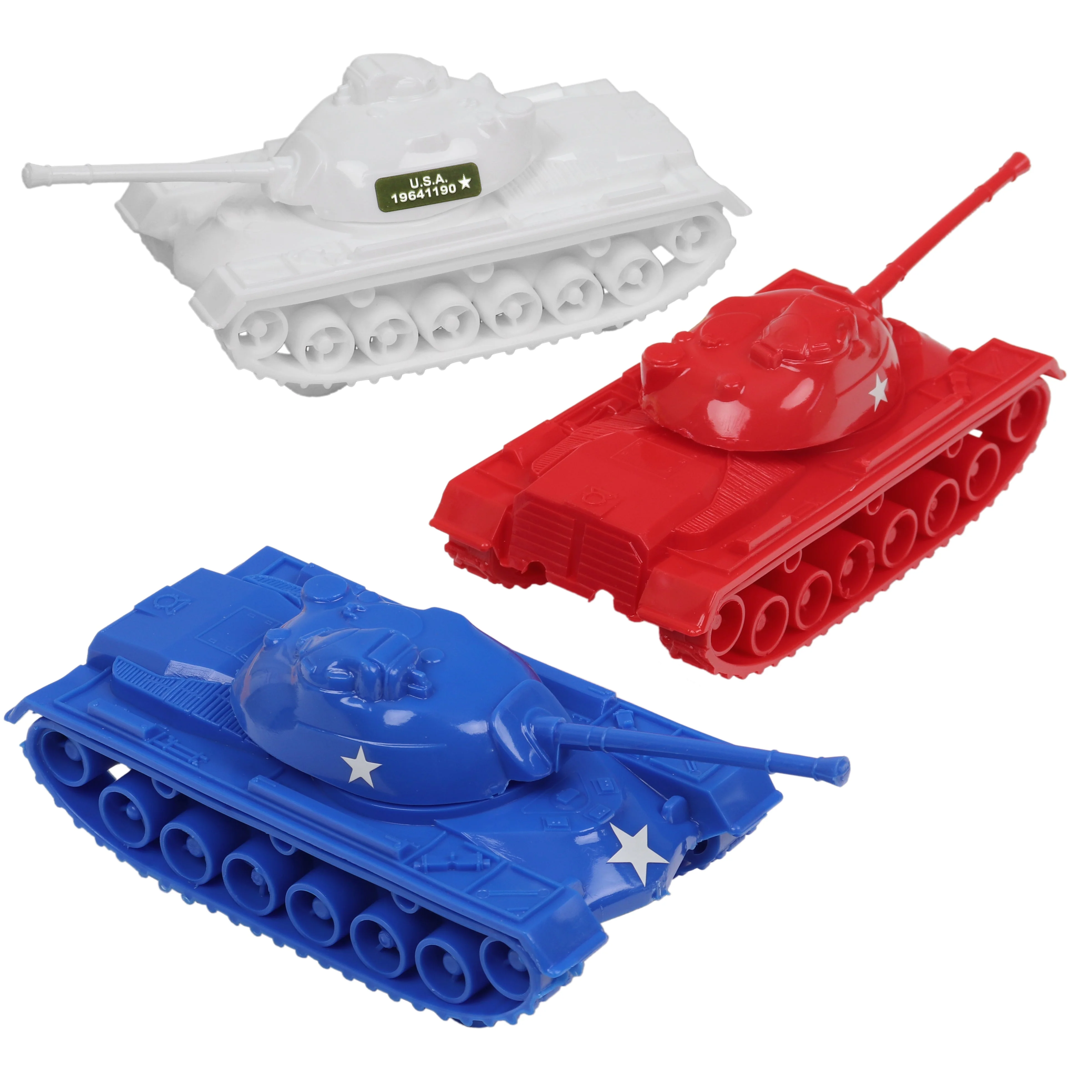 TimMee Toy Tanks for Plastic Army Men - Red White & Blue WW2 3pc - Made in USA