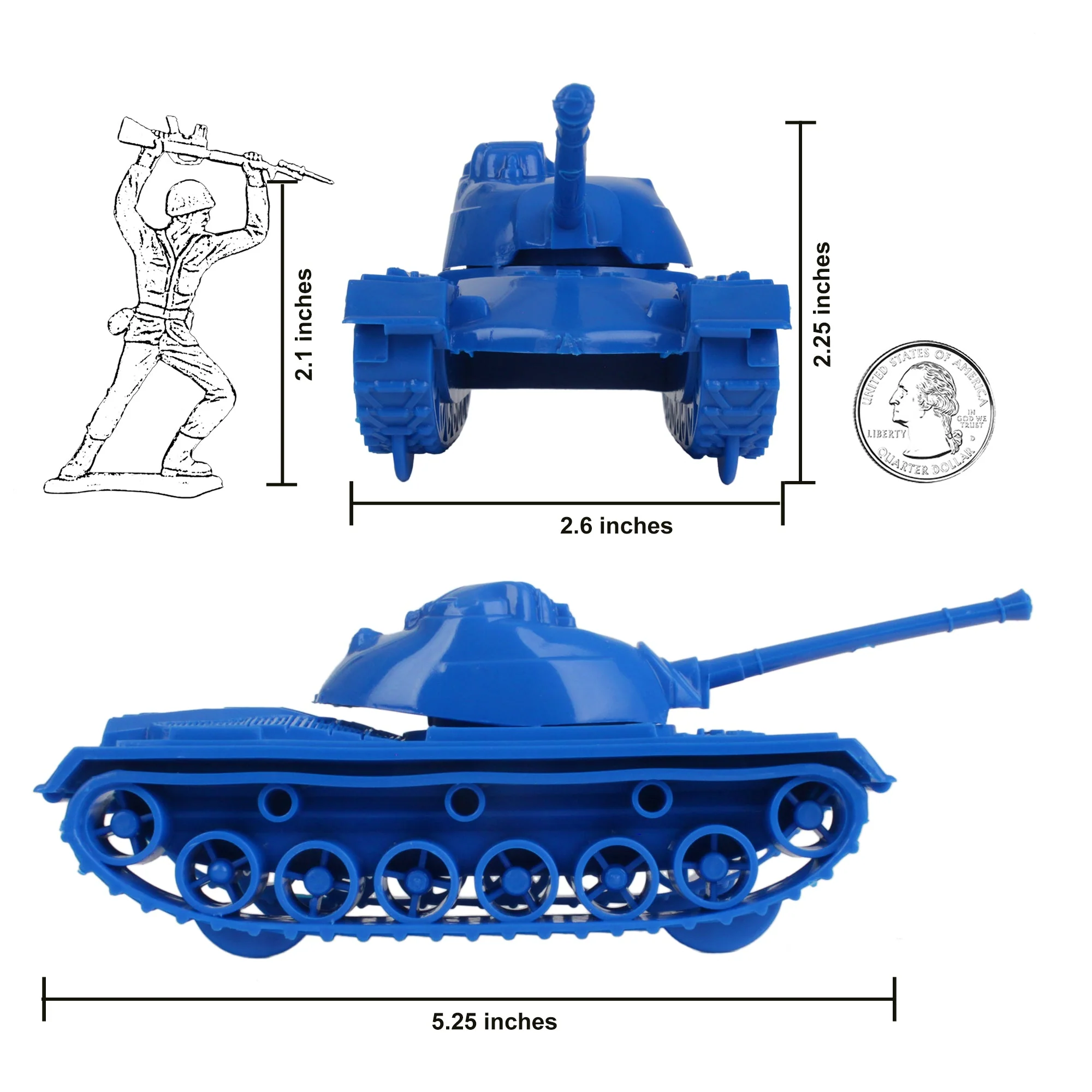 TimMee Toy Tanks for Plastic Army Men - Red White & Blue WW2 3pc - Made in USA - Image 2
