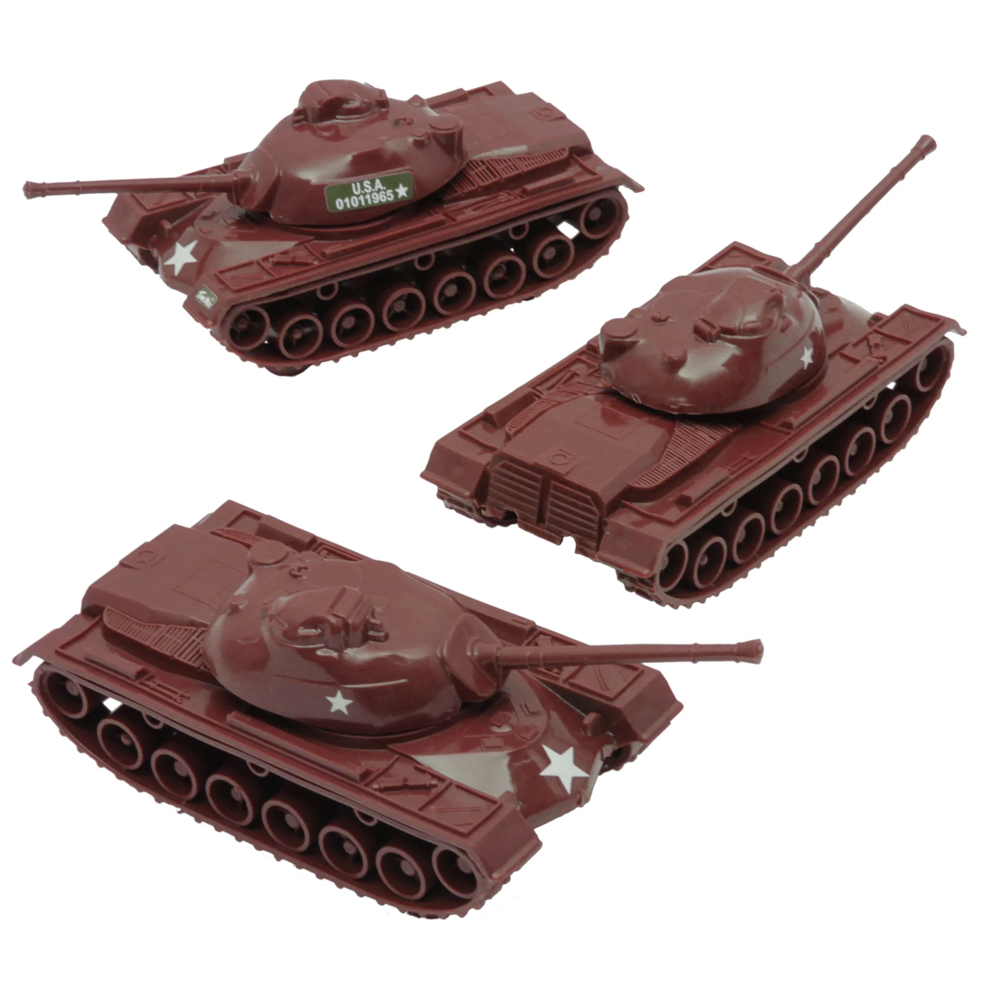 TimMee Toy Tanks for Plastic Army Men - Rust Brown WW2 3pc - Made in USA