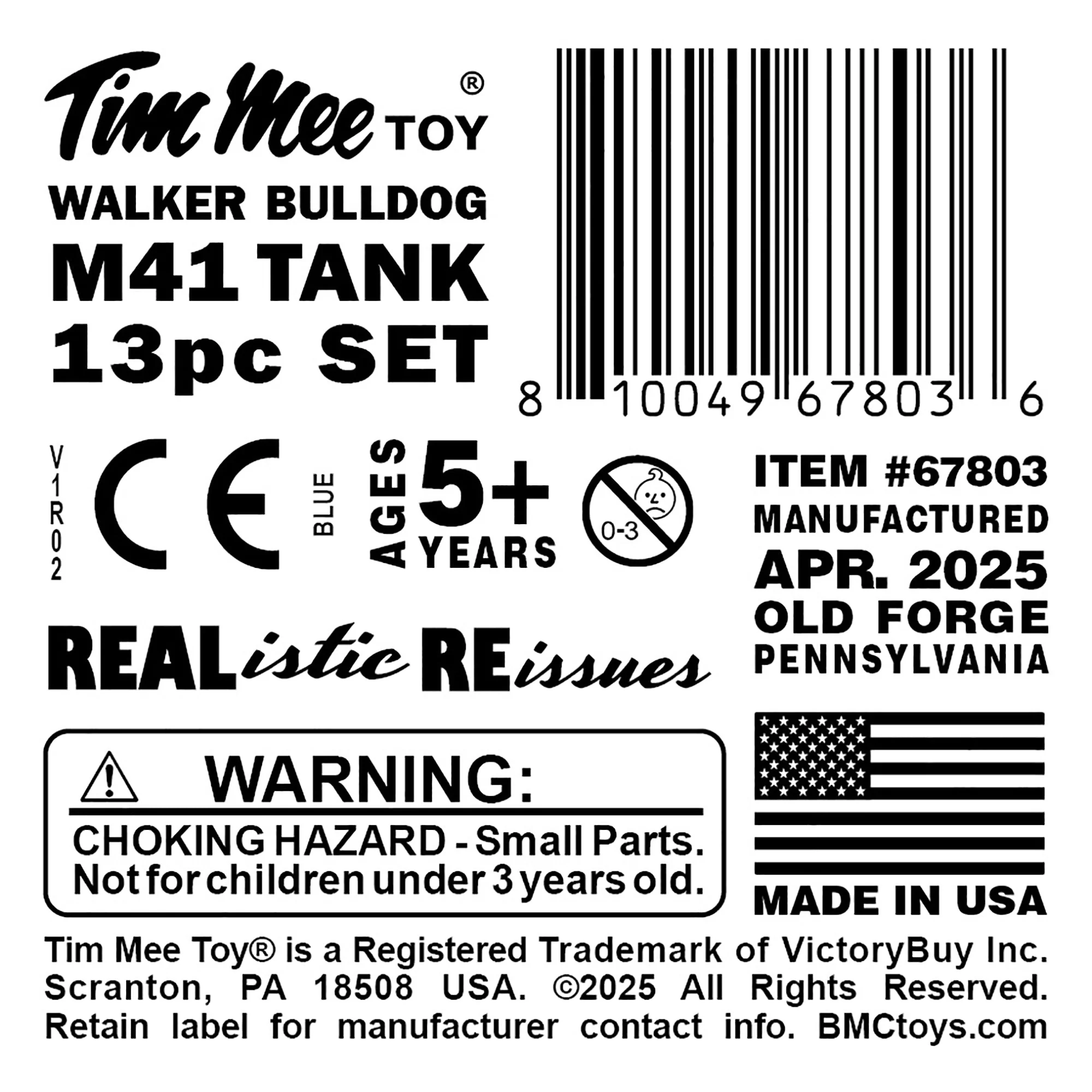 Tim Mee Toy Walker Bulldog Tank Playset- Blue 13pc - Made in USA - Image 11