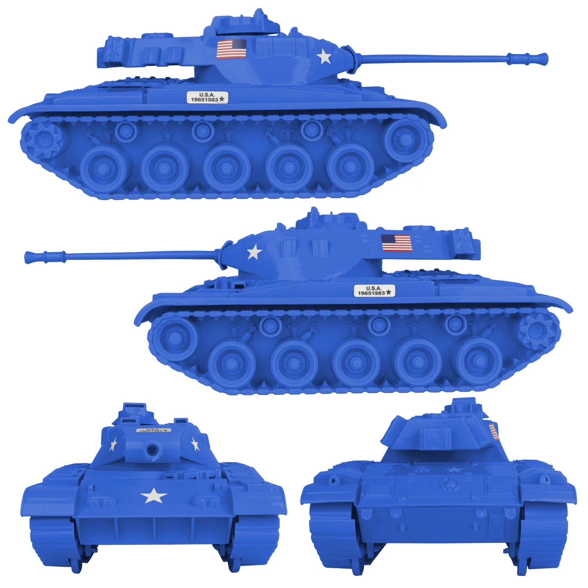 Tim Mee Toy Walker Bulldog Tank Playset- Blue 13pc - Made in USA - Image 3