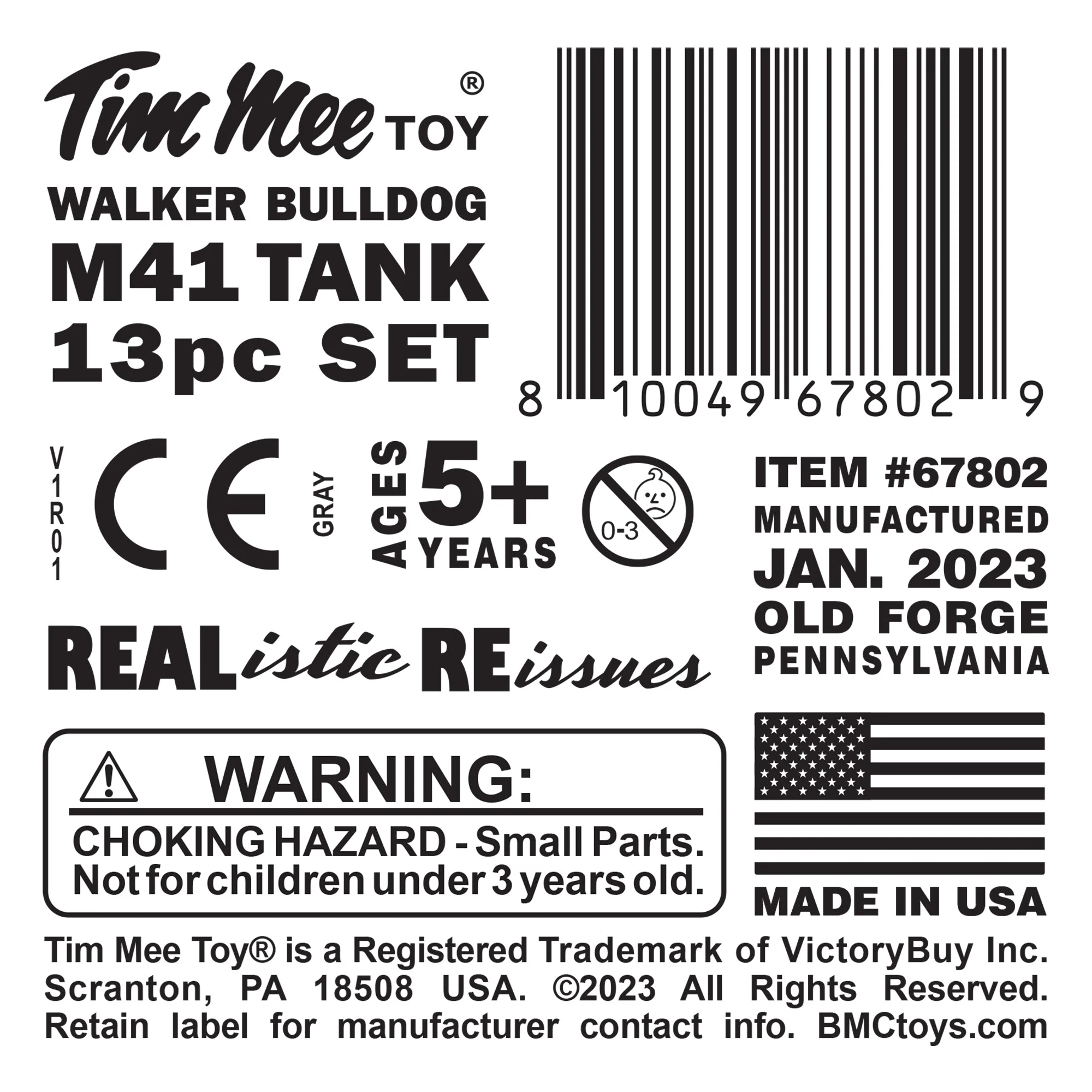 Tim Mee Toy Walker Bulldog Tank Playset- Gray 13pc - Made in USA - Image 11