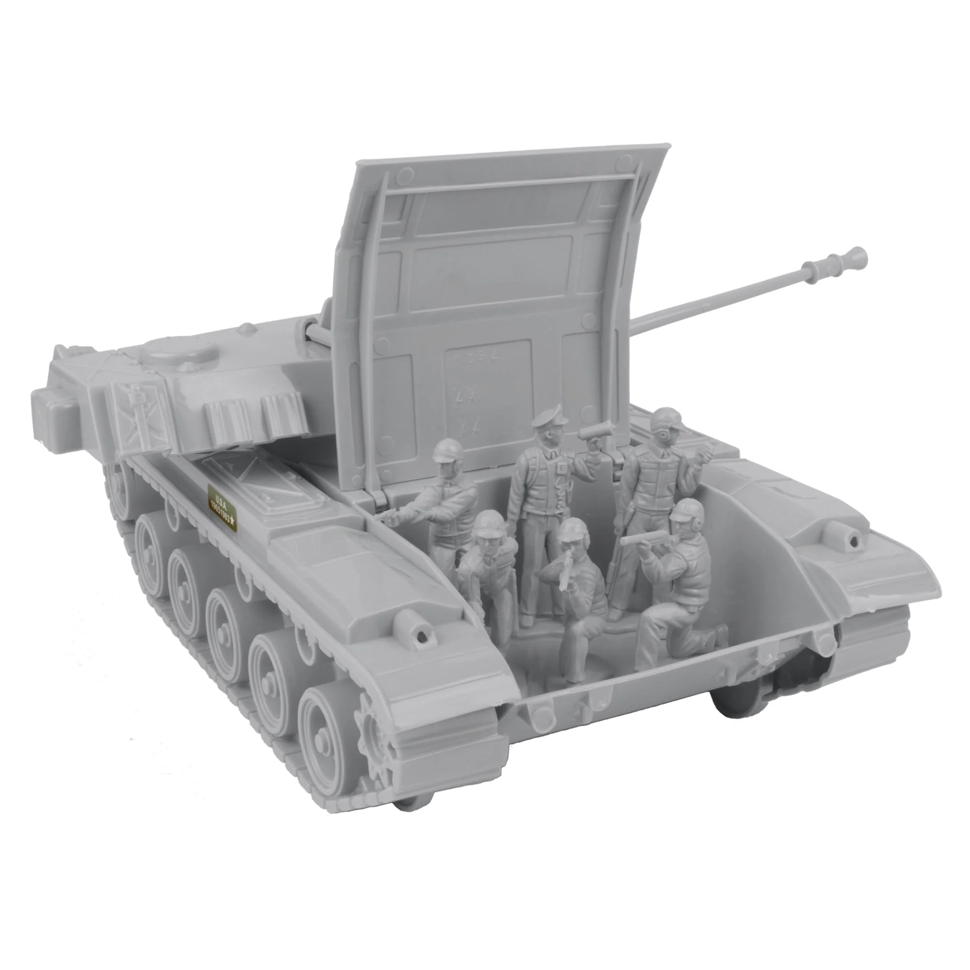 Tim Mee Toy Walker Bulldog Tank Playset- Gray 13pc - Made in USA - Image 4