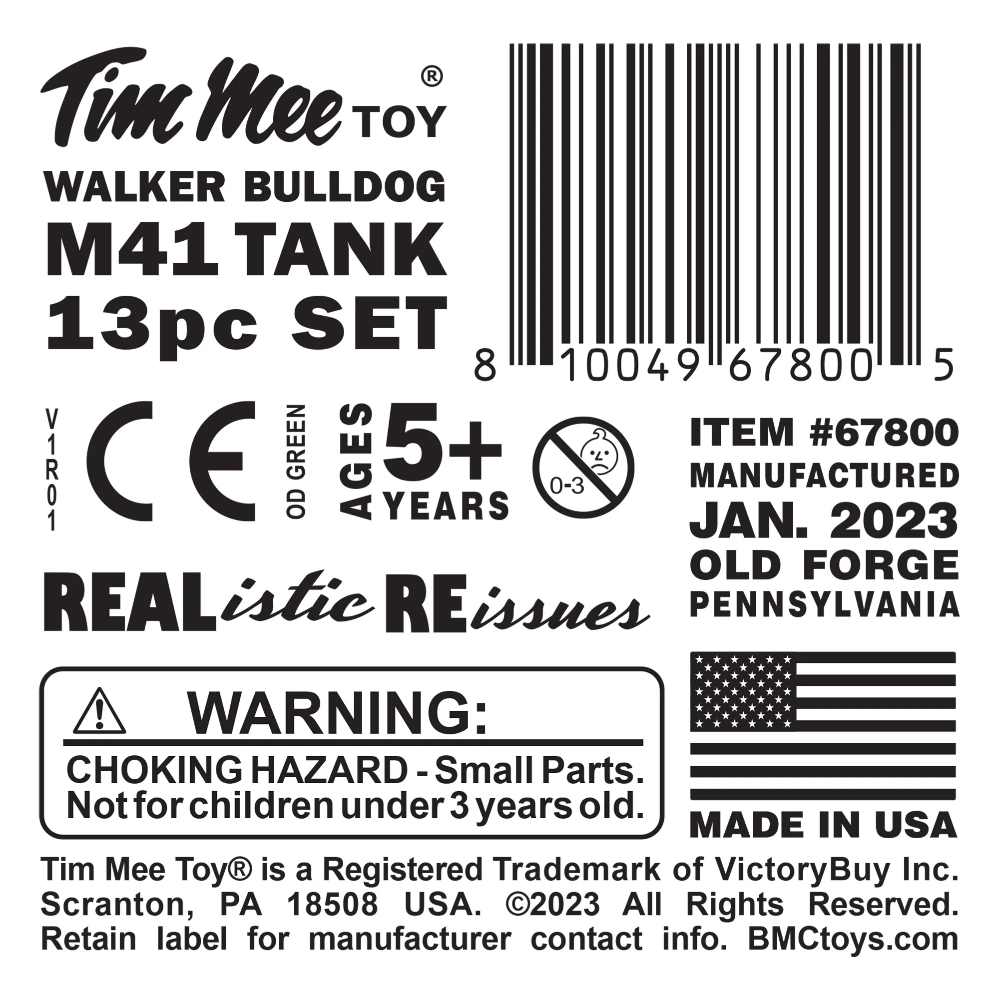Tim Mee Toy Walker Bulldog Tank Playset- OD Green 13pc - Made in USA - Image 11