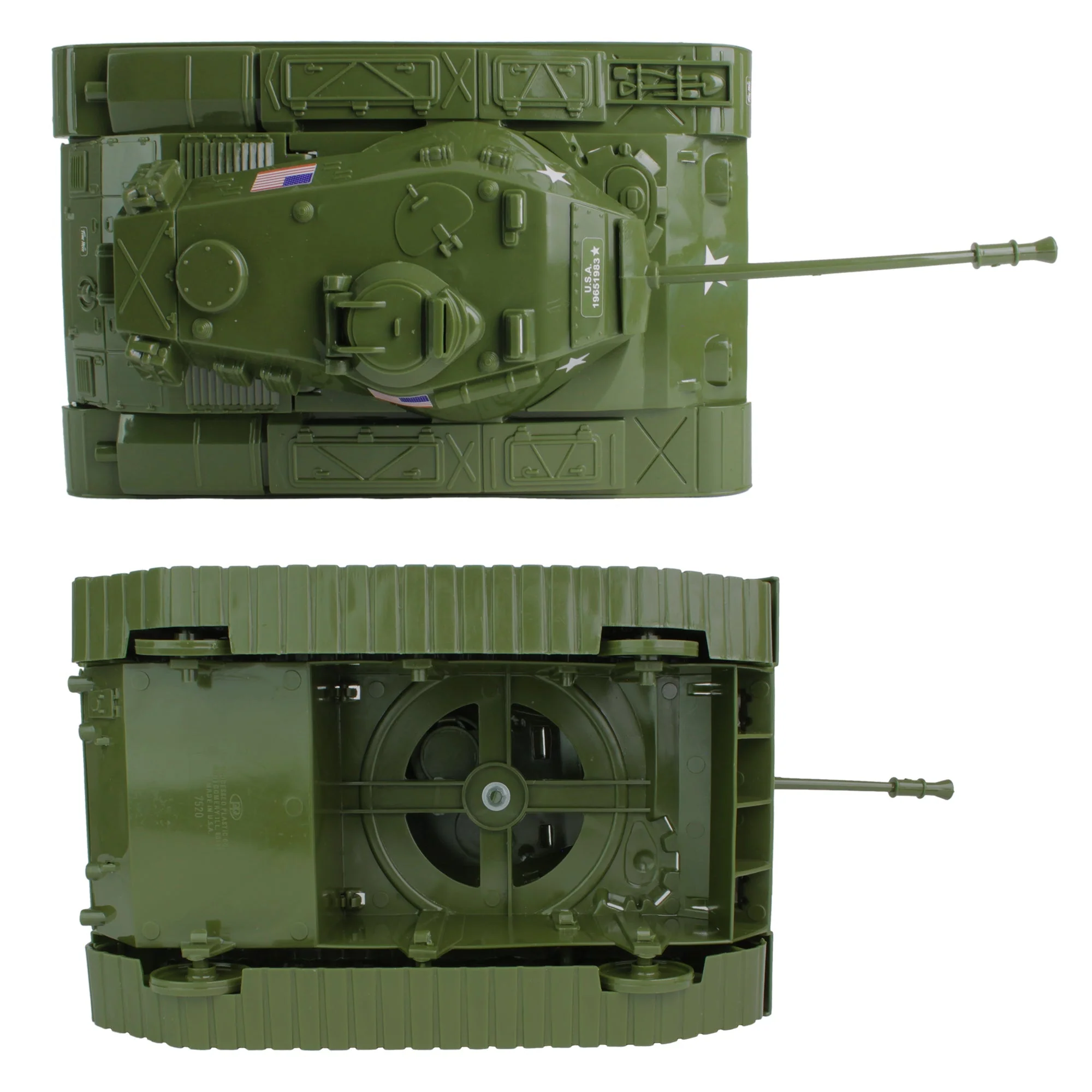 Tim Mee Toy Walker Bulldog Tank Playset- OD Green 13pc - Made in USA - Image 4