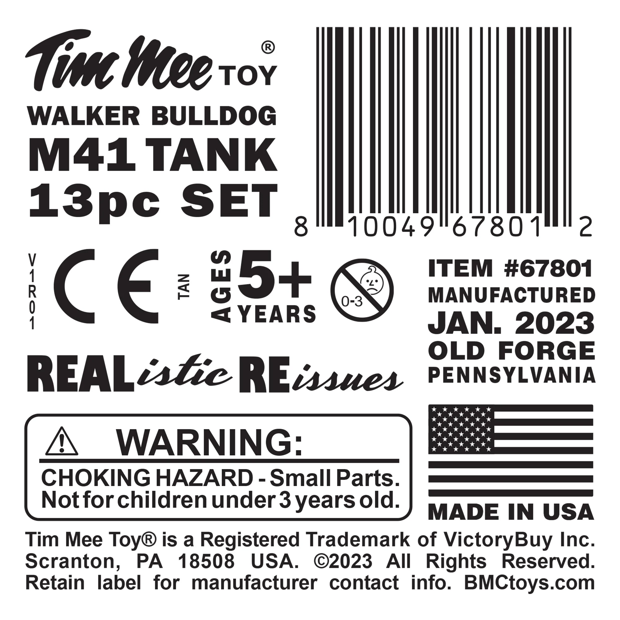 Tim Mee Toy Walker Bulldog Tank Playset- Tan 13pc - Made in USA - Image 11