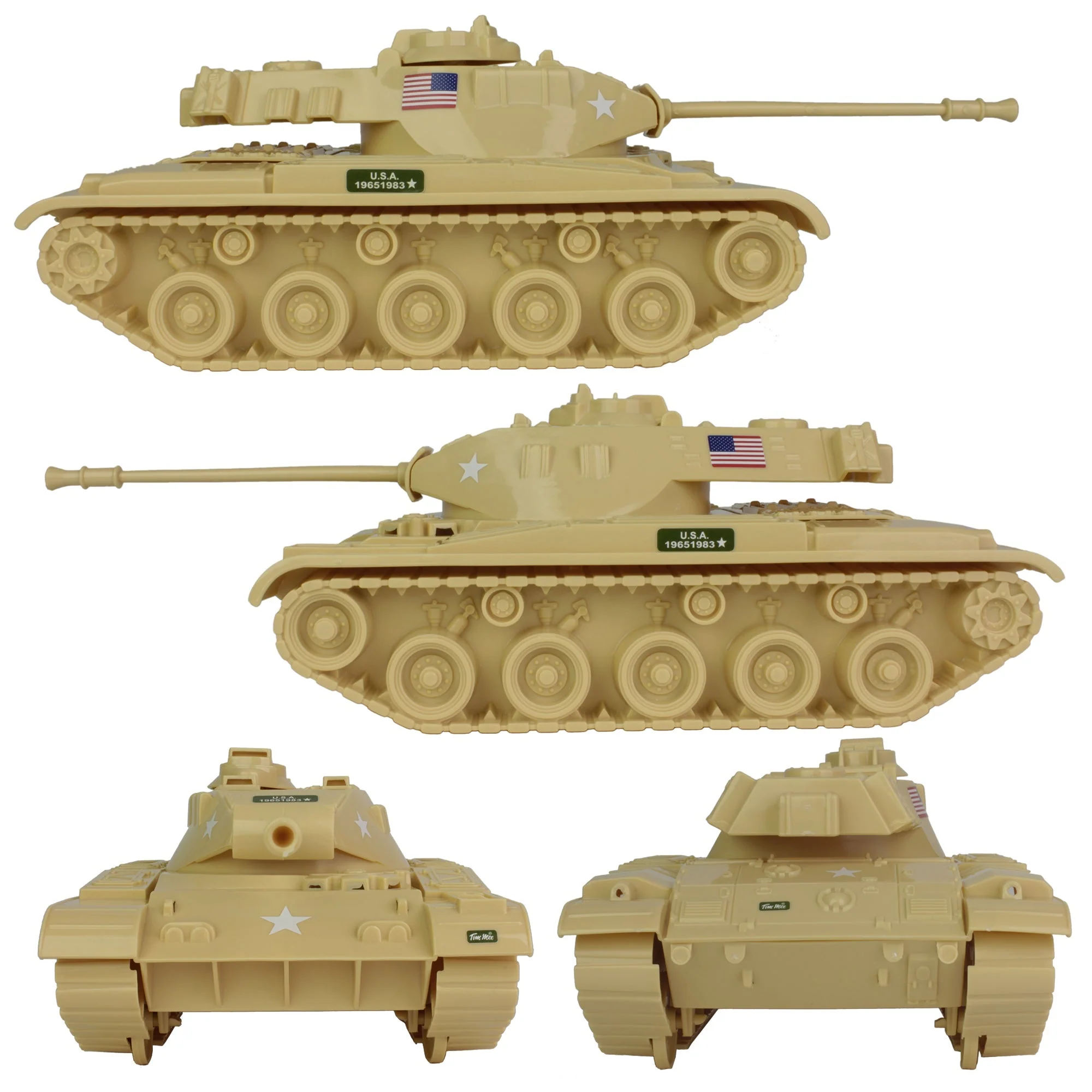 Tim Mee Toy Walker Bulldog Tank Playset- Tan 13pc - Made in USA - Image 3