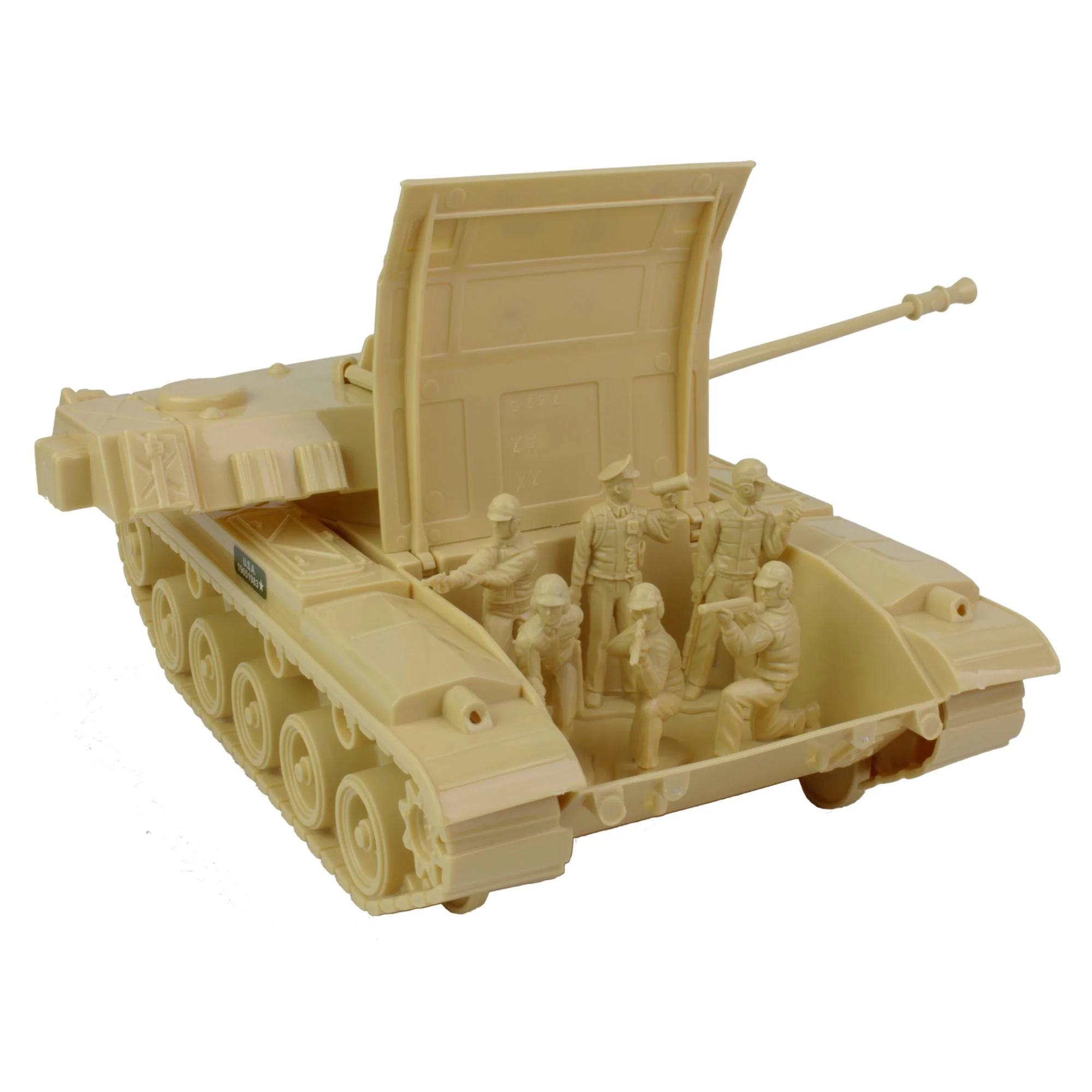 Tim Mee Toy Walker Bulldog Tank Playset- Tan 13pc - Made in USA - Image 4