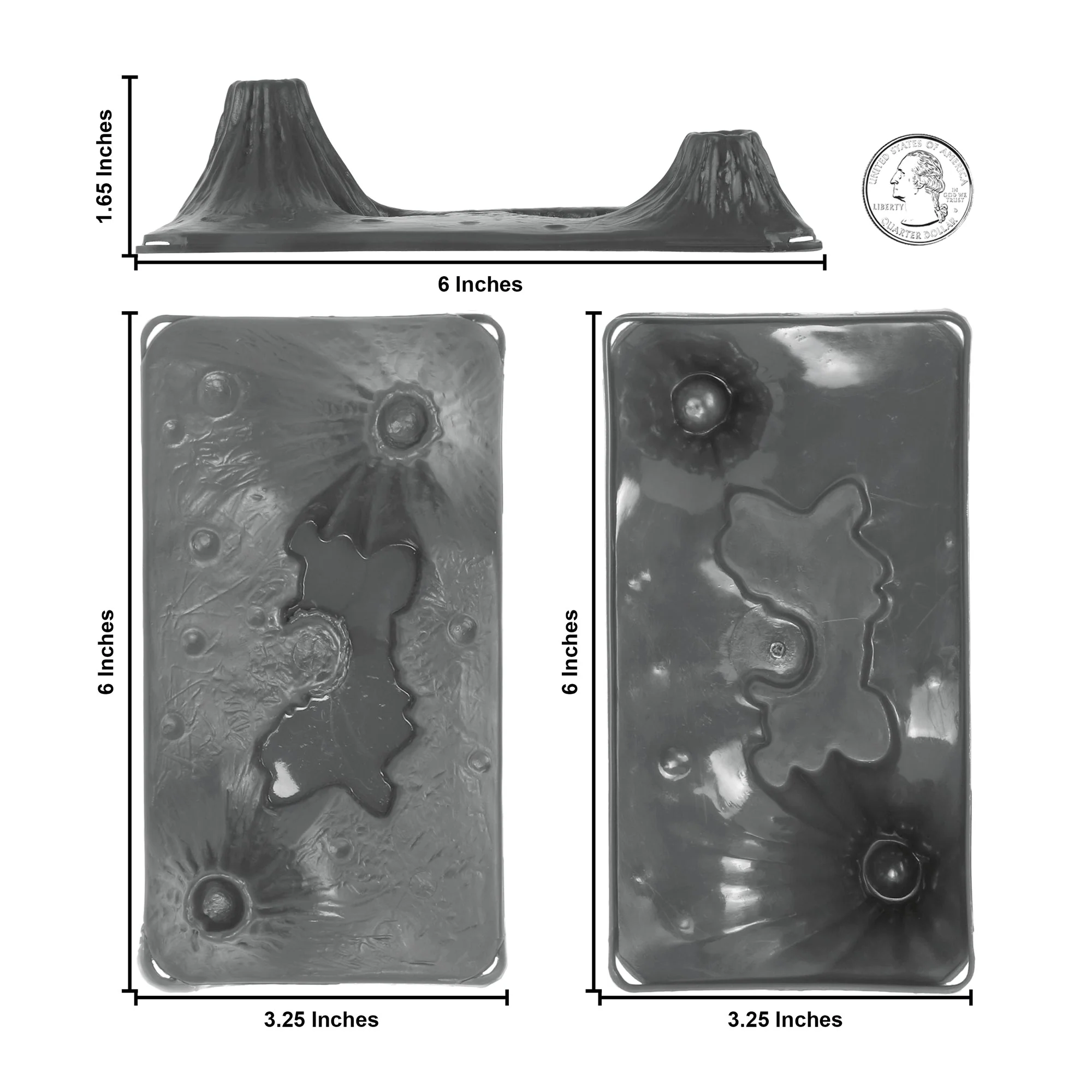 TimMee Volcanic Terrain - 3pc Charcoal Gray Plastic Playset Accessory USA Made - Image 2