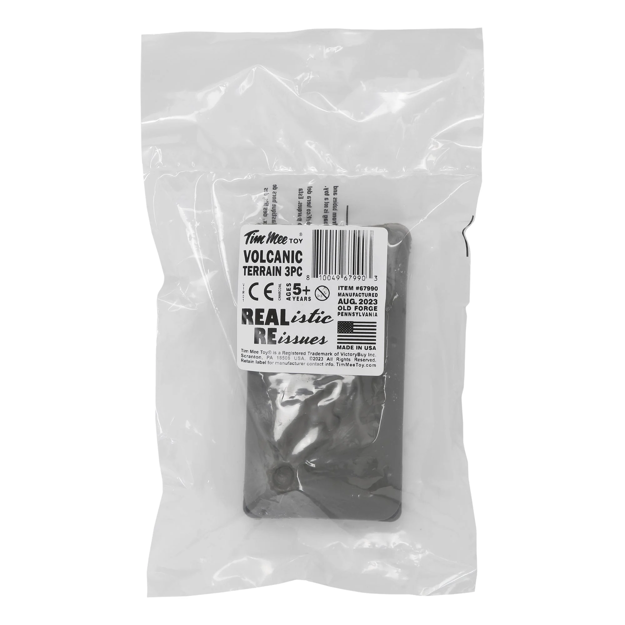 TimMee Volcanic Terrain - 3pc Charcoal Gray Plastic Playset Accessory USA Made - Image 3