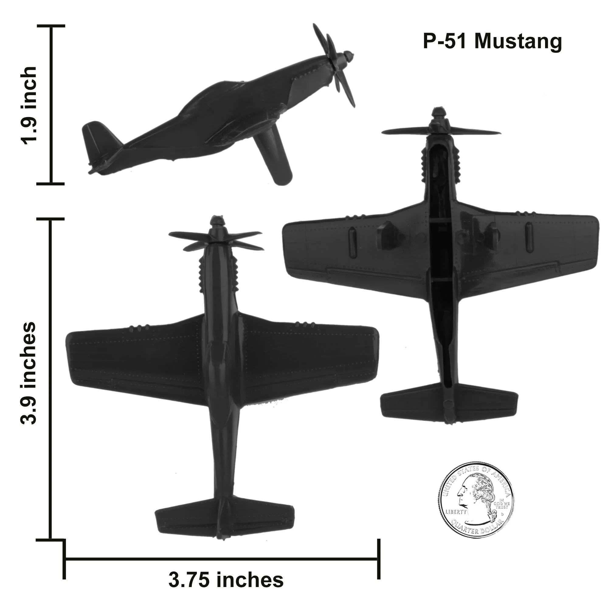 TimMee WW2 Fighter Ace Planes - Black 9pc Plastic Army Men Airplanes USA Made - Image 3