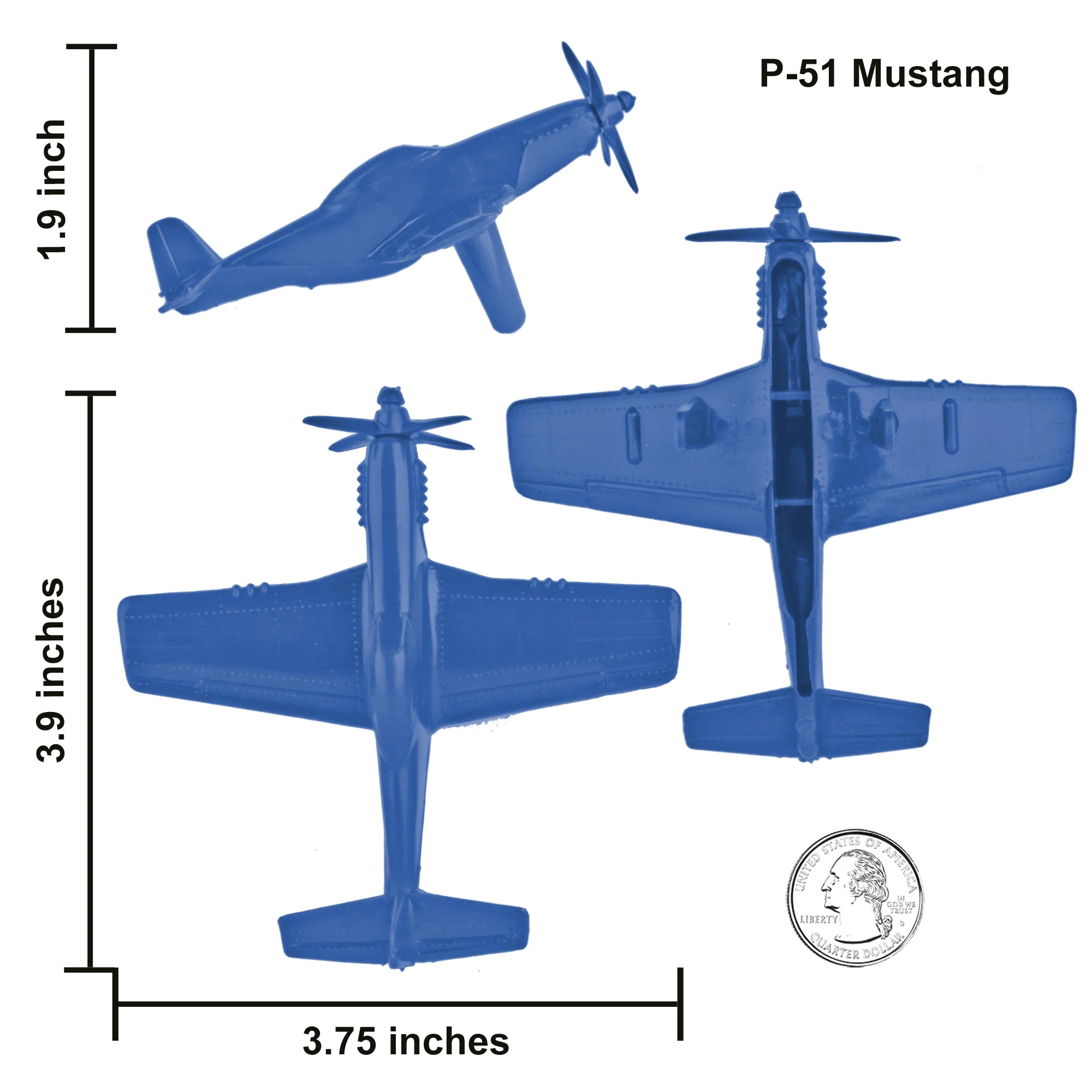 TimMee WW2 Fighter Ace Planes - Blue 9pc Plastic Army Men Airplanes USA Made - Image 2