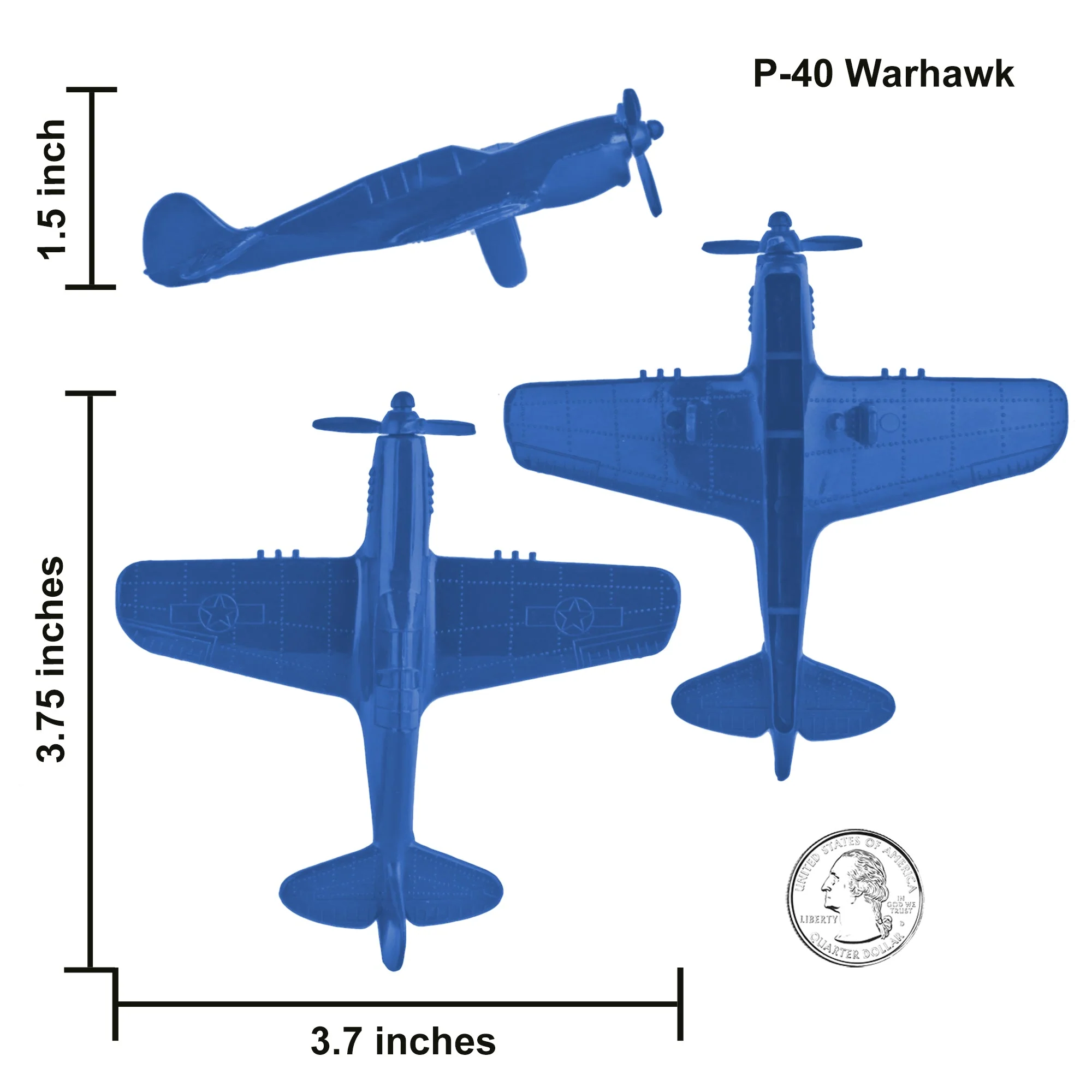 TimMee WW2 Fighter Ace Planes - Blue 9pc Plastic Army Men Airplanes USA Made - Image 3