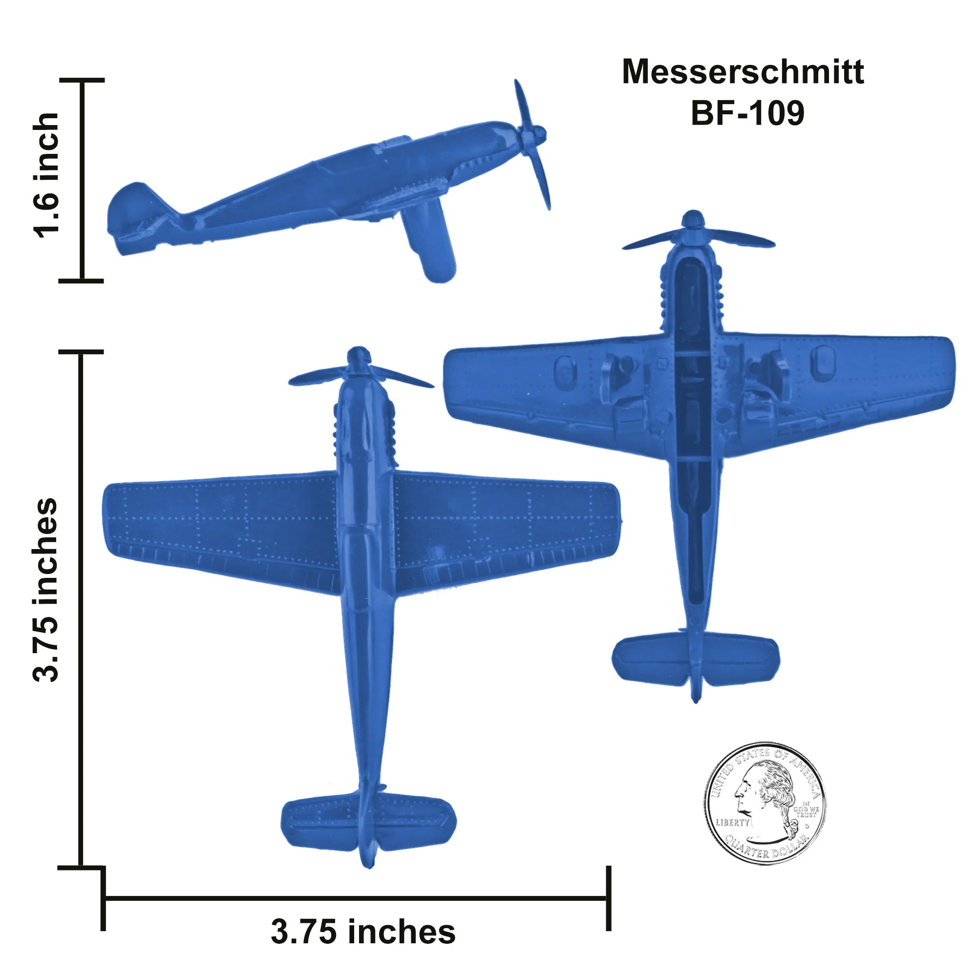 TimMee WW2 Fighter Ace Planes - Blue 9pc Plastic Army Men Airplanes USA Made - Image 4