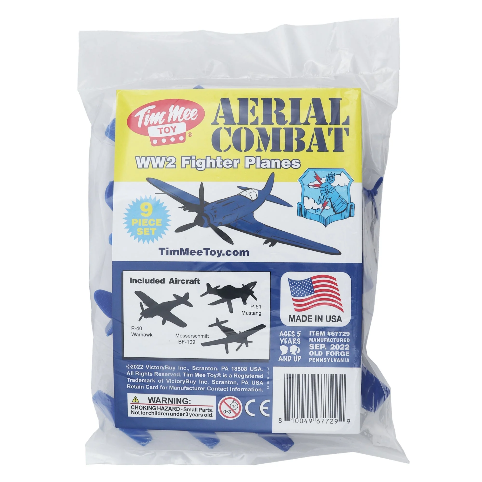 TimMee WW2 Fighter Ace Planes - Blue 9pc Plastic Army Men Airplanes USA Made - Image 5
