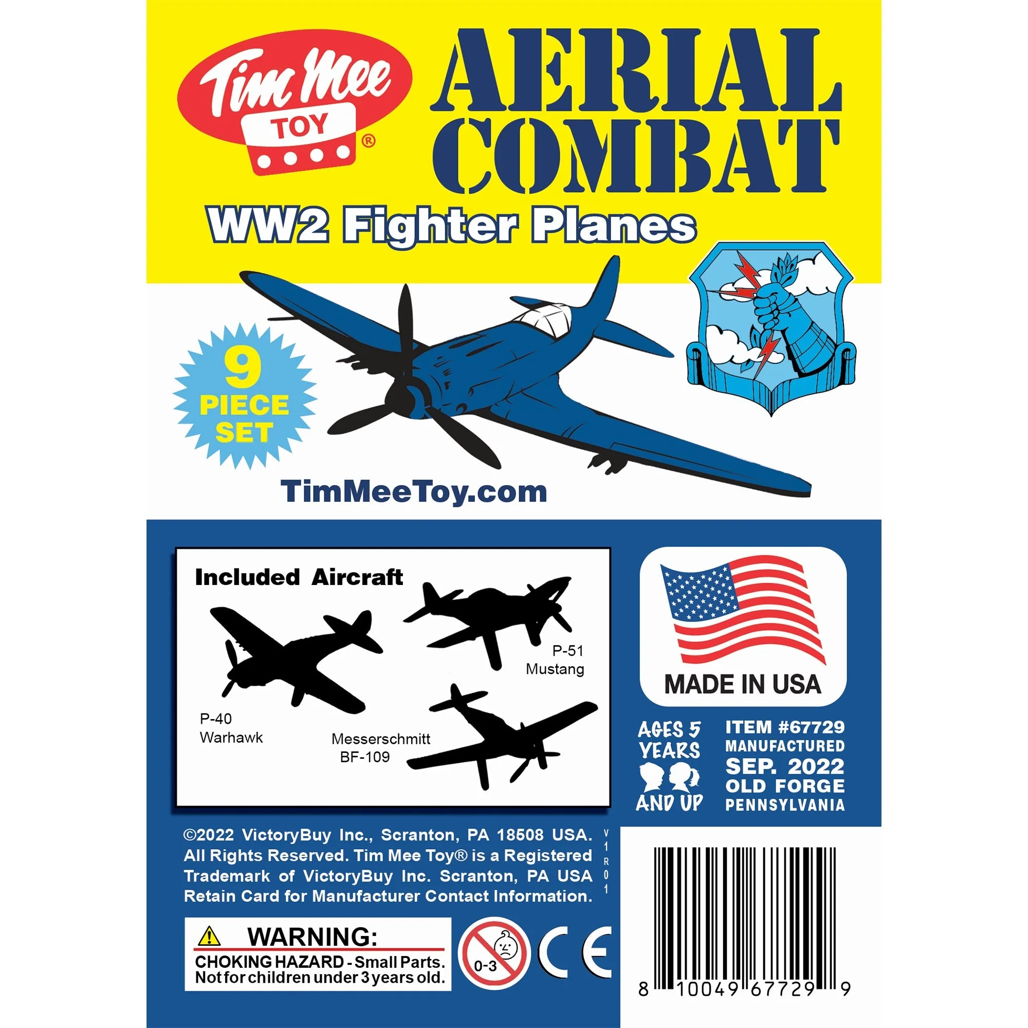 TimMee WW2 Fighter Ace Planes - Blue 9pc Plastic Army Men Airplanes USA Made - Image 6