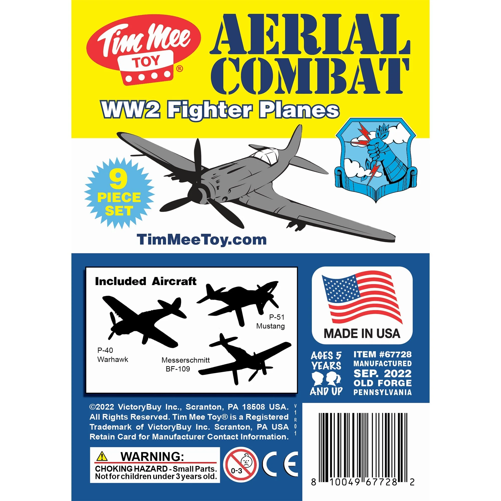 TimMee WW2 Fighter Ace Planes - Gray 9pc Plastic Army Men Airplanes USA Made - Image 6